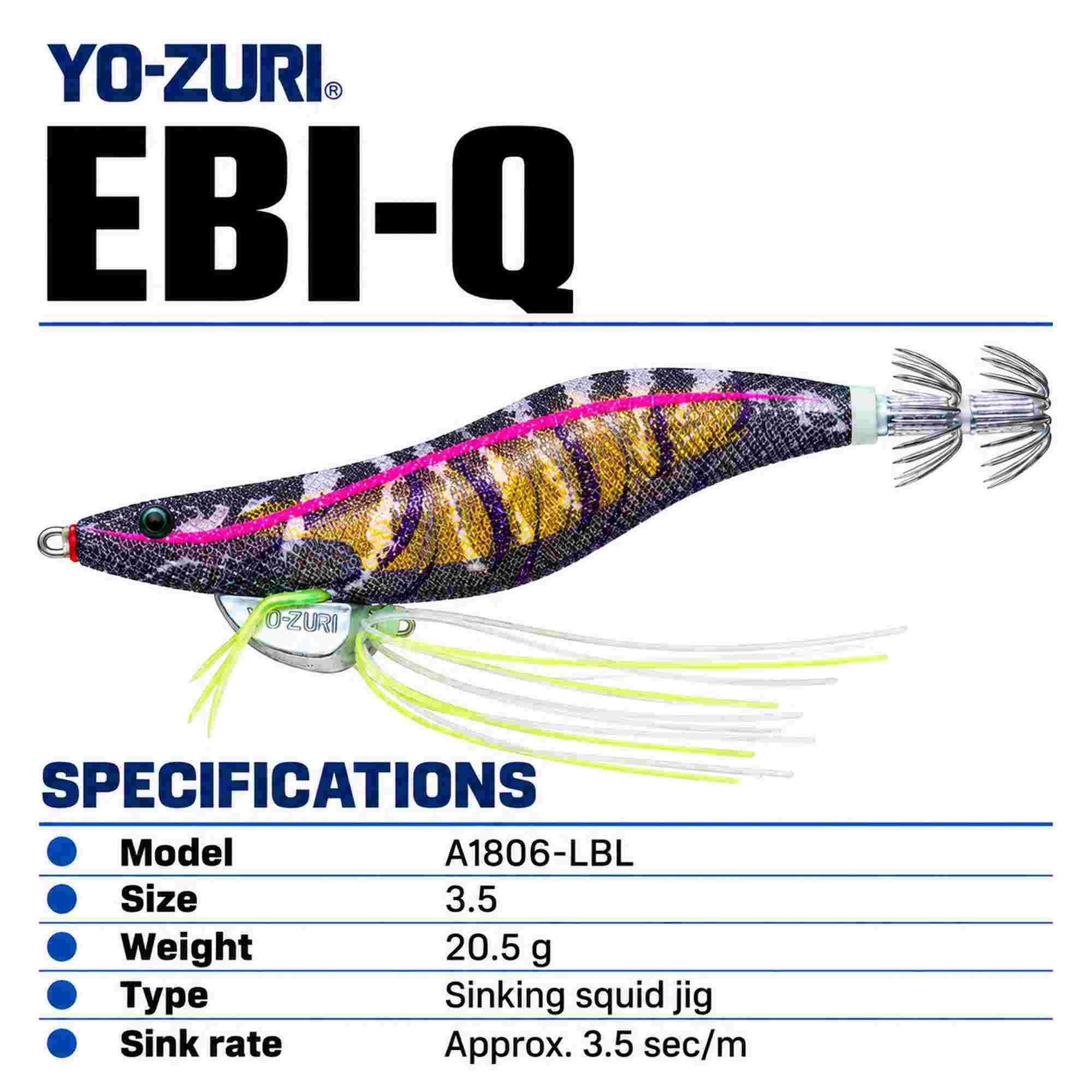 Yo Zuri Ebi-Q Squid Jig Sinking Lure Size 3.5 A1806-LBL (3700)