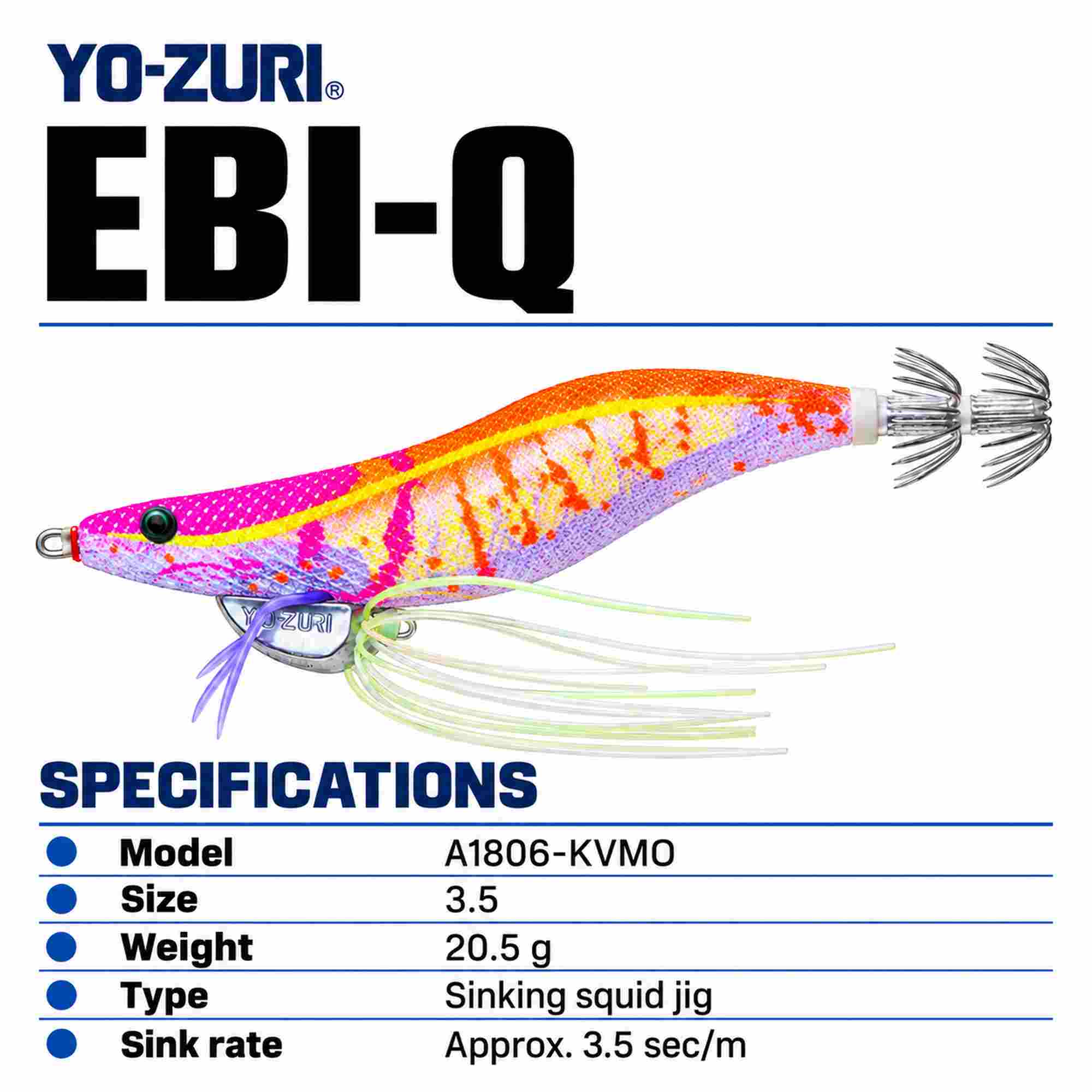 Yo Zuri Ebi-Q Squid Jig Sinking Lure Size 3.5 A1806-KVMO (3809)