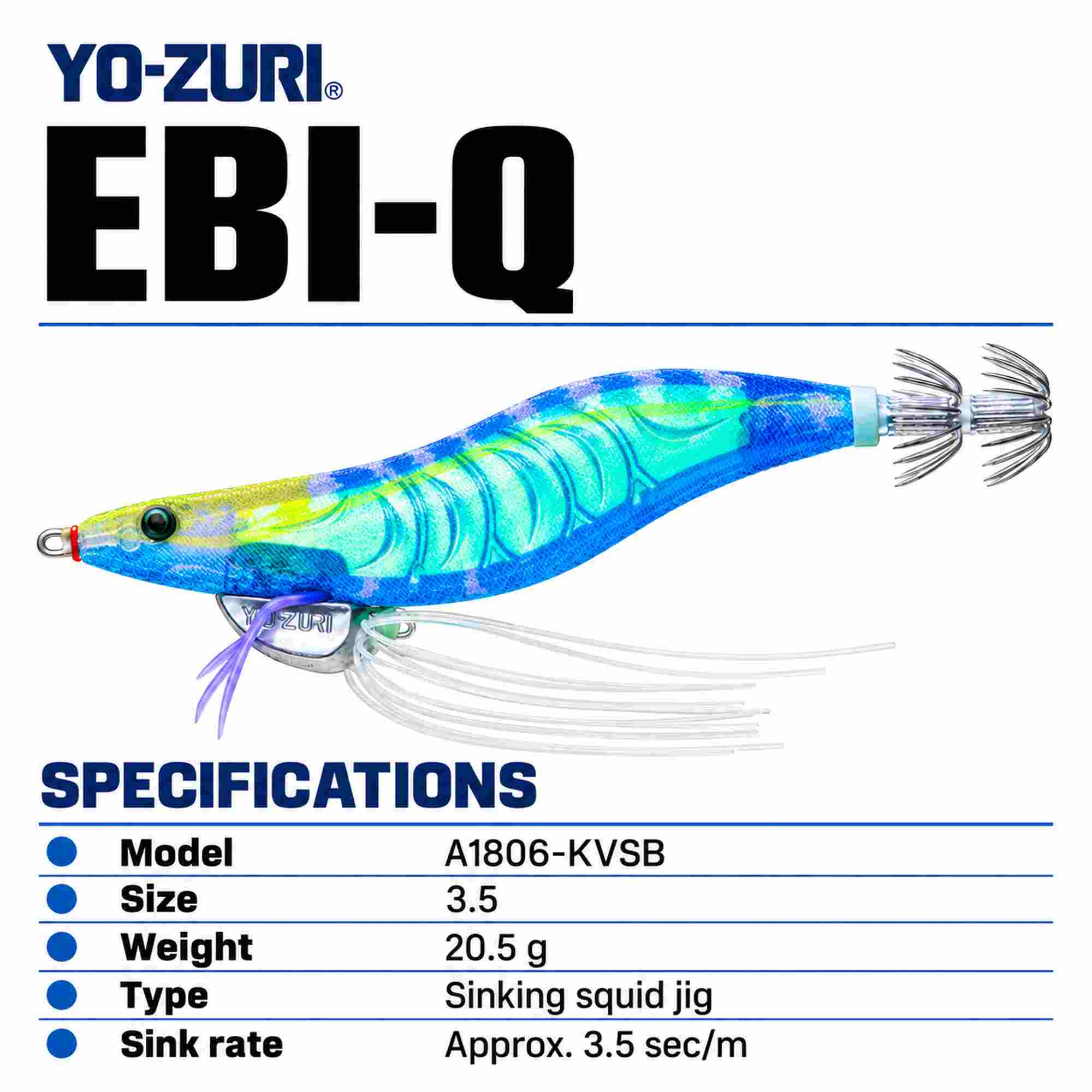 Yo Zuri Ebi-Q Squid Jig Sinking Lure Size 3.5 A1806-KVSB (3816)
