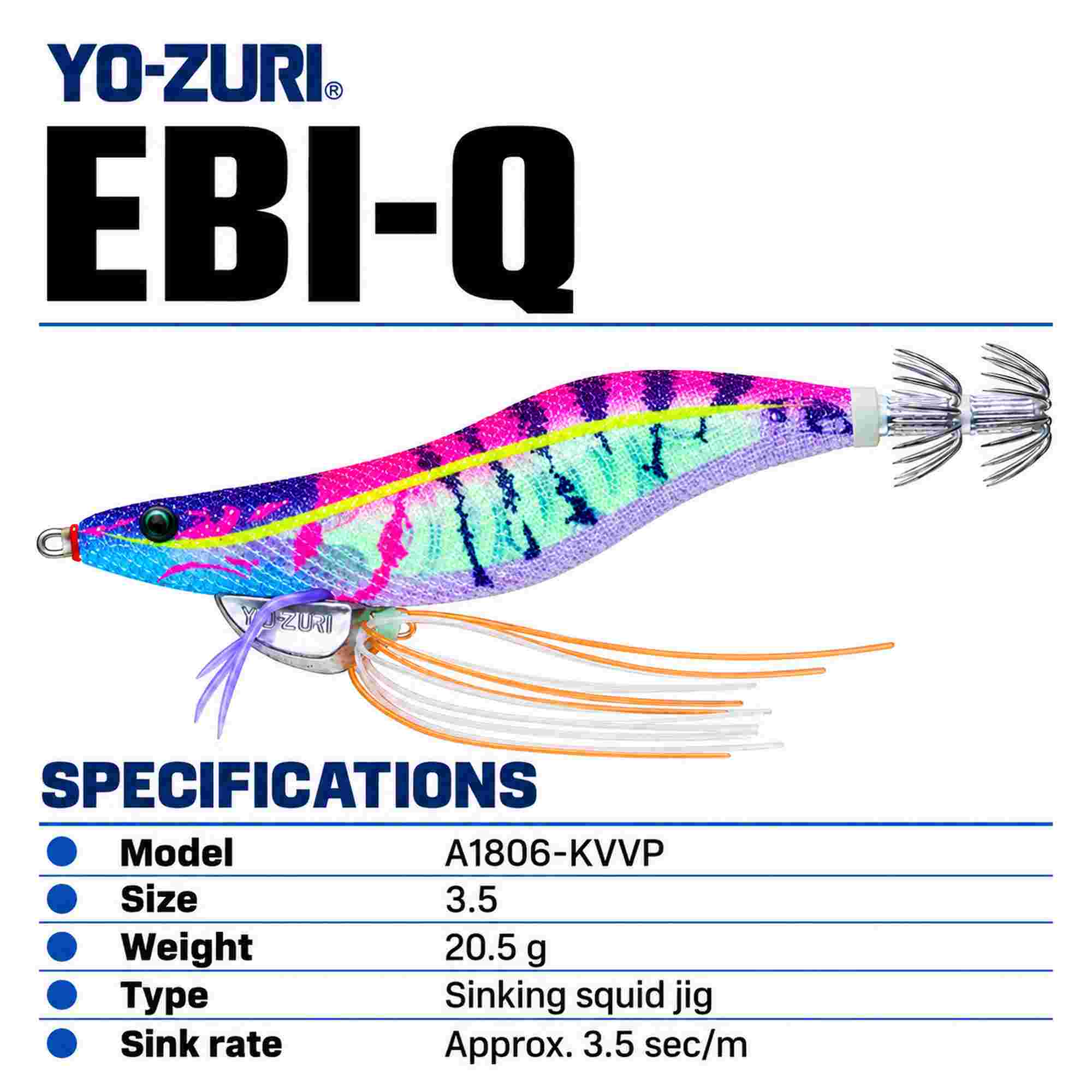 Yo Zuri Ebi-Q Squid Jig Sinking Lure Size 3.5 A1806-KVVP (3823)