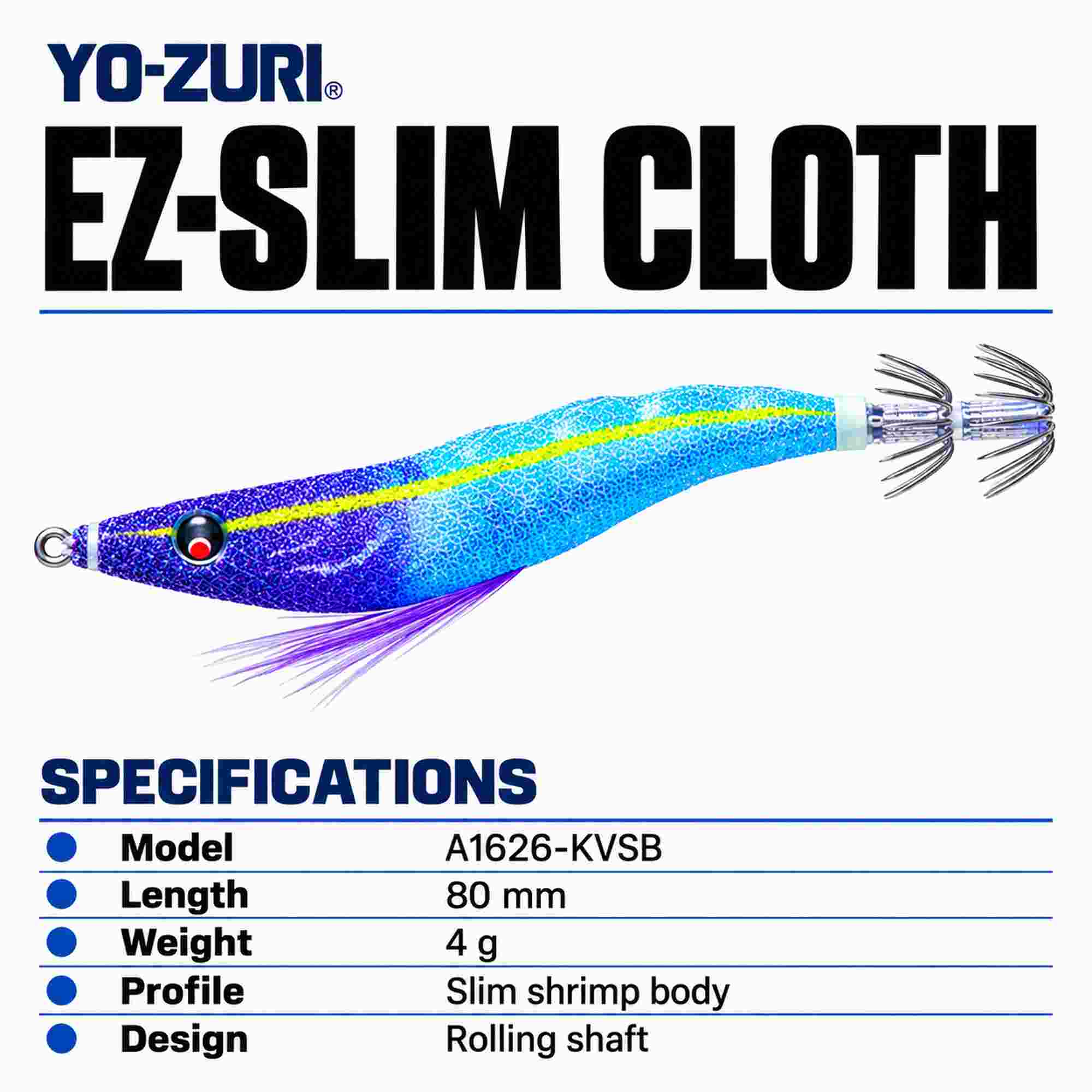 Yo Zuri EZ Slim Cloth 80mm Squid Jig A1626-KVSB (0012)