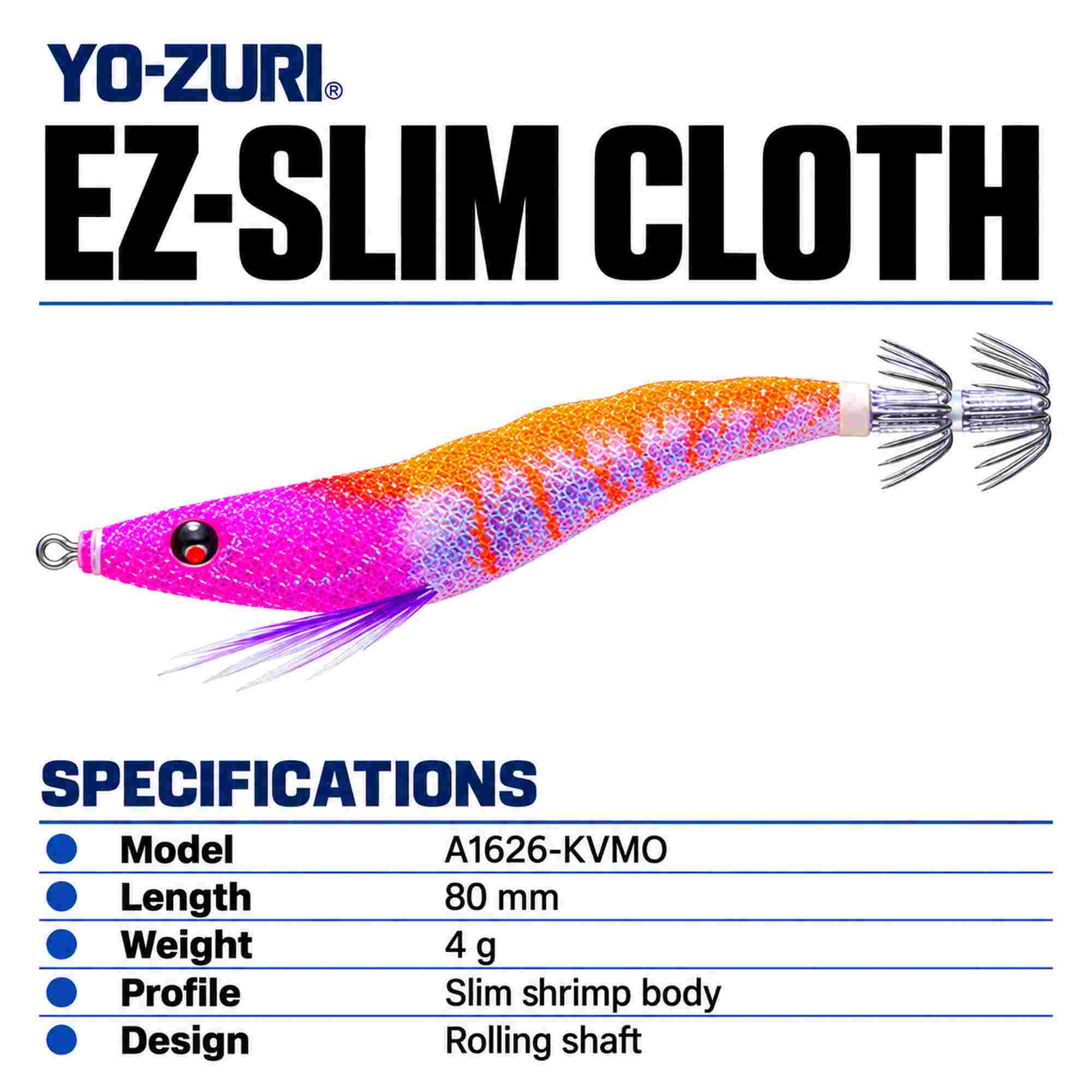 Yo Zuri EZ Slim Cloth 80mm Squid Jig A1626-KVMO (0029)