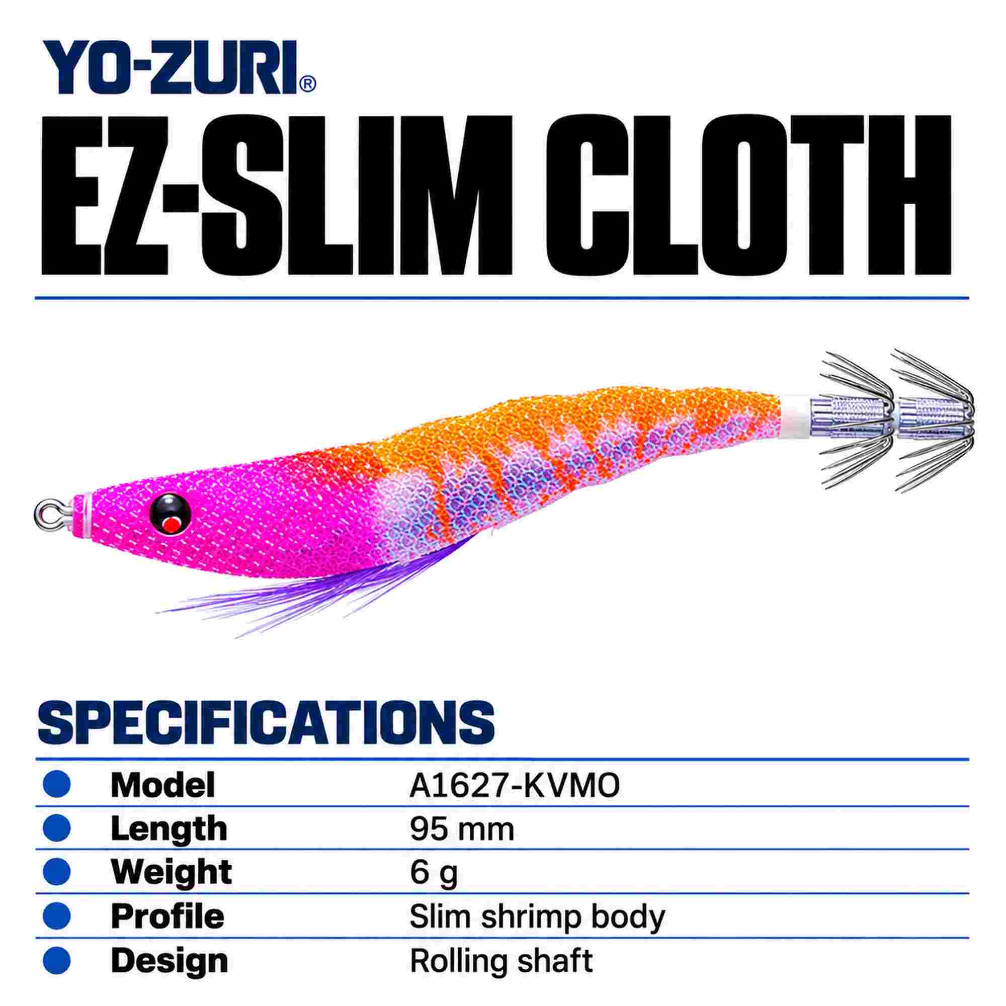 Yo Zuri EZ Slim Cloth 95mm Squid Jig A1627-KVMO (0067)