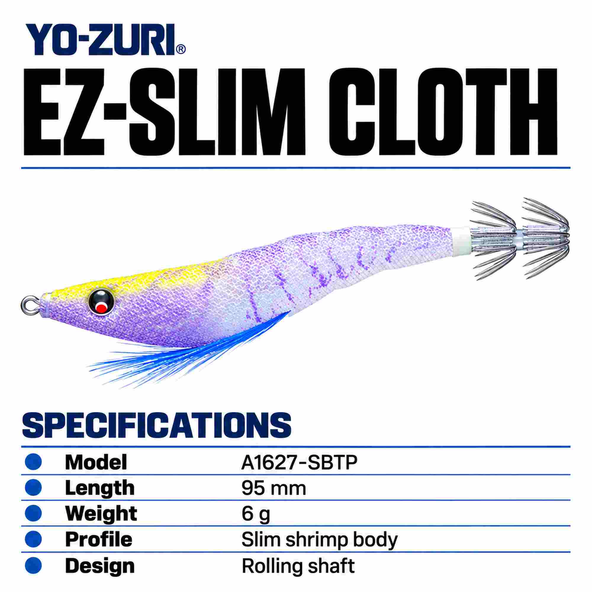 Yo Zuri EZ Slim Cloth 95mm Squid Jig A1627-SBTP (0074)