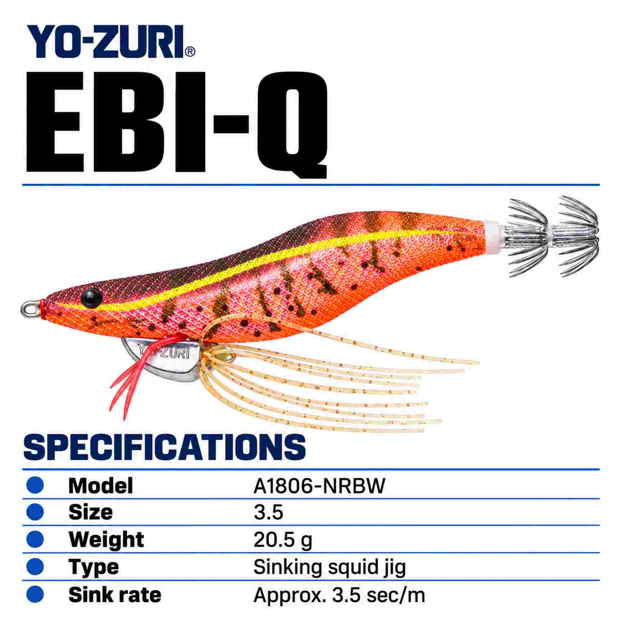 Yo Zuri Ebi-Q Squid Jig Sinking Lure Size 3.5 A1806-NRBW (0777)