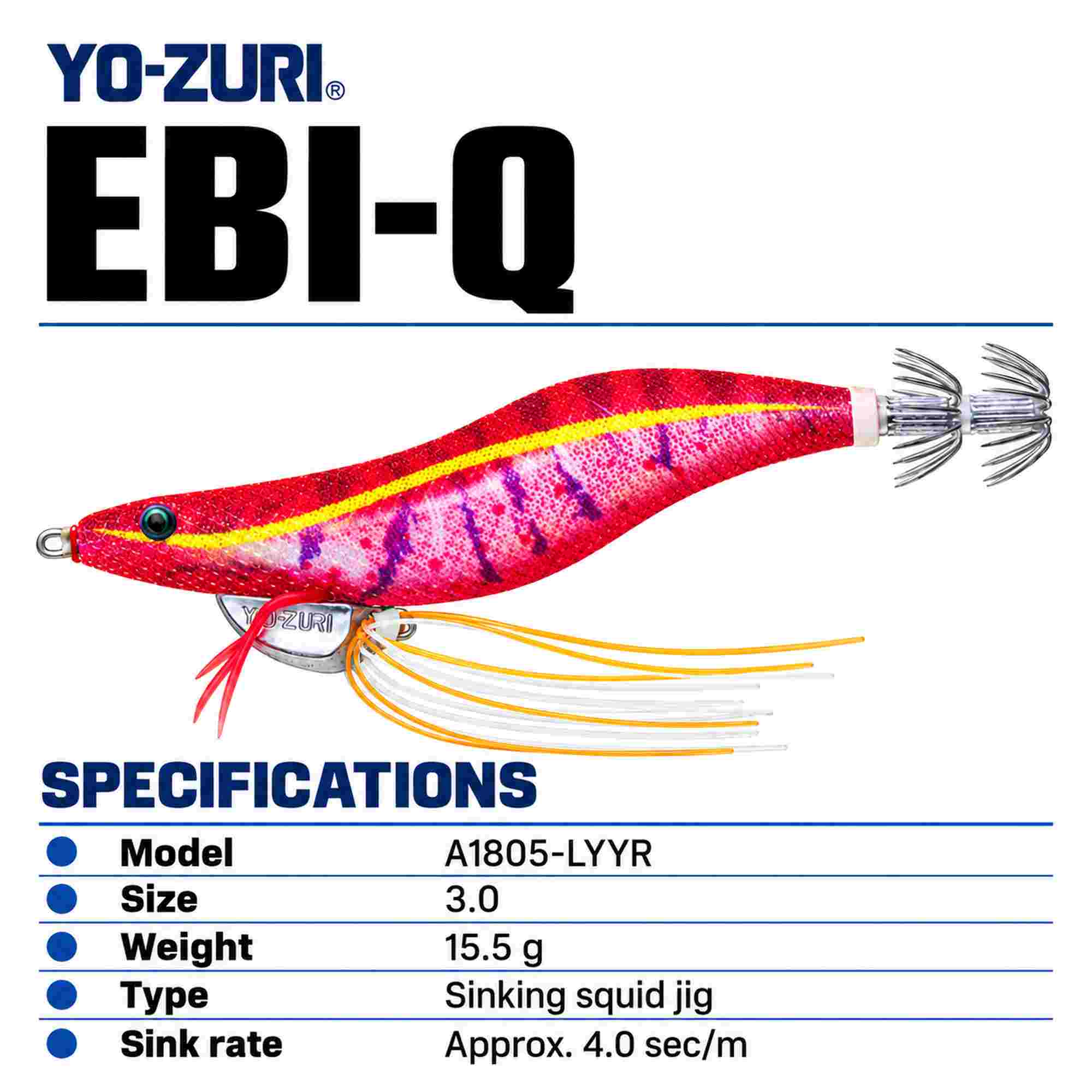 Yo Zuri Ebi-Q Squid Jig Sinking Lure Size 3.0 A1805-LYYR (6571)
