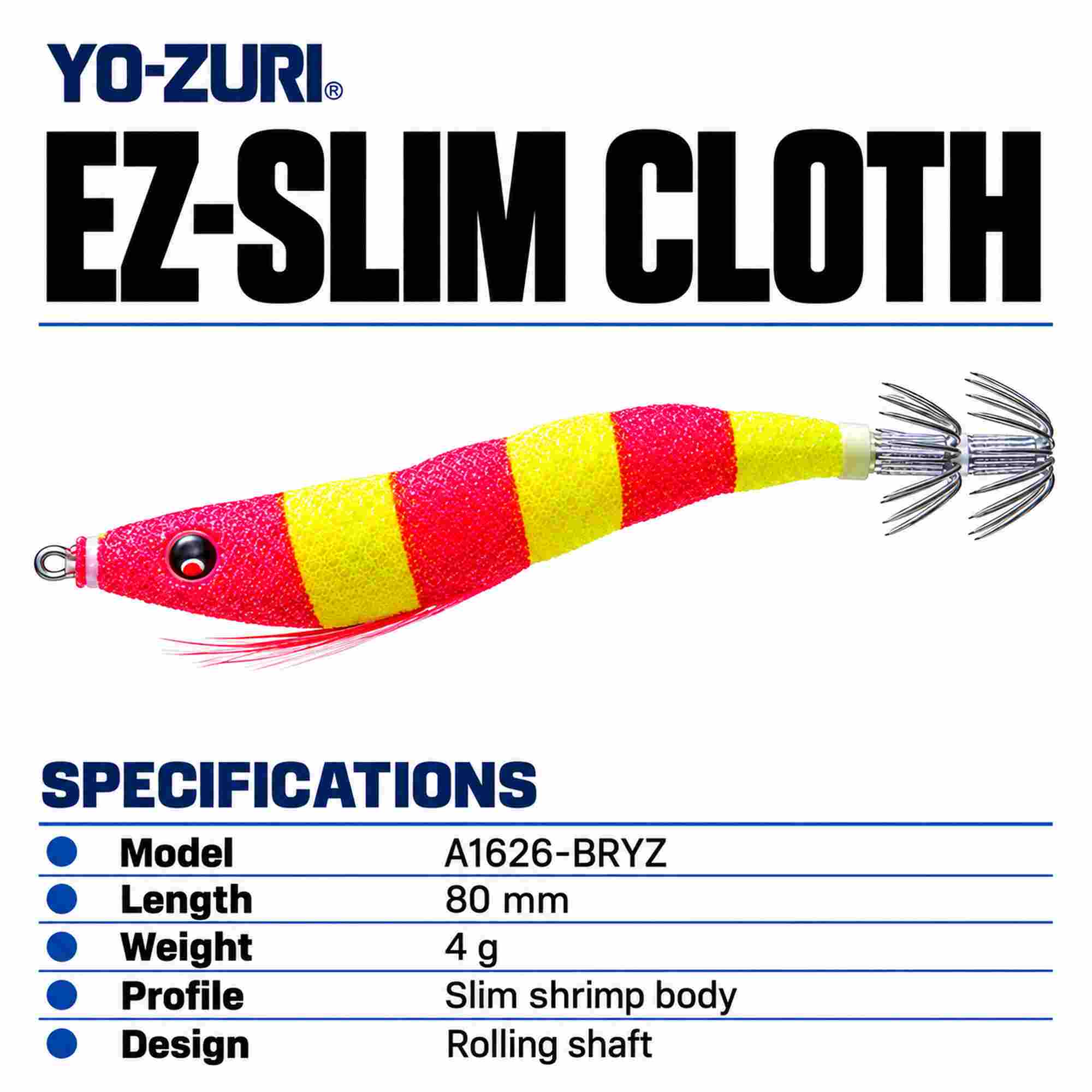 Yo Zuri EZ Slim Cloth 80mm Squid Jig A1626-BRYZ (3326)