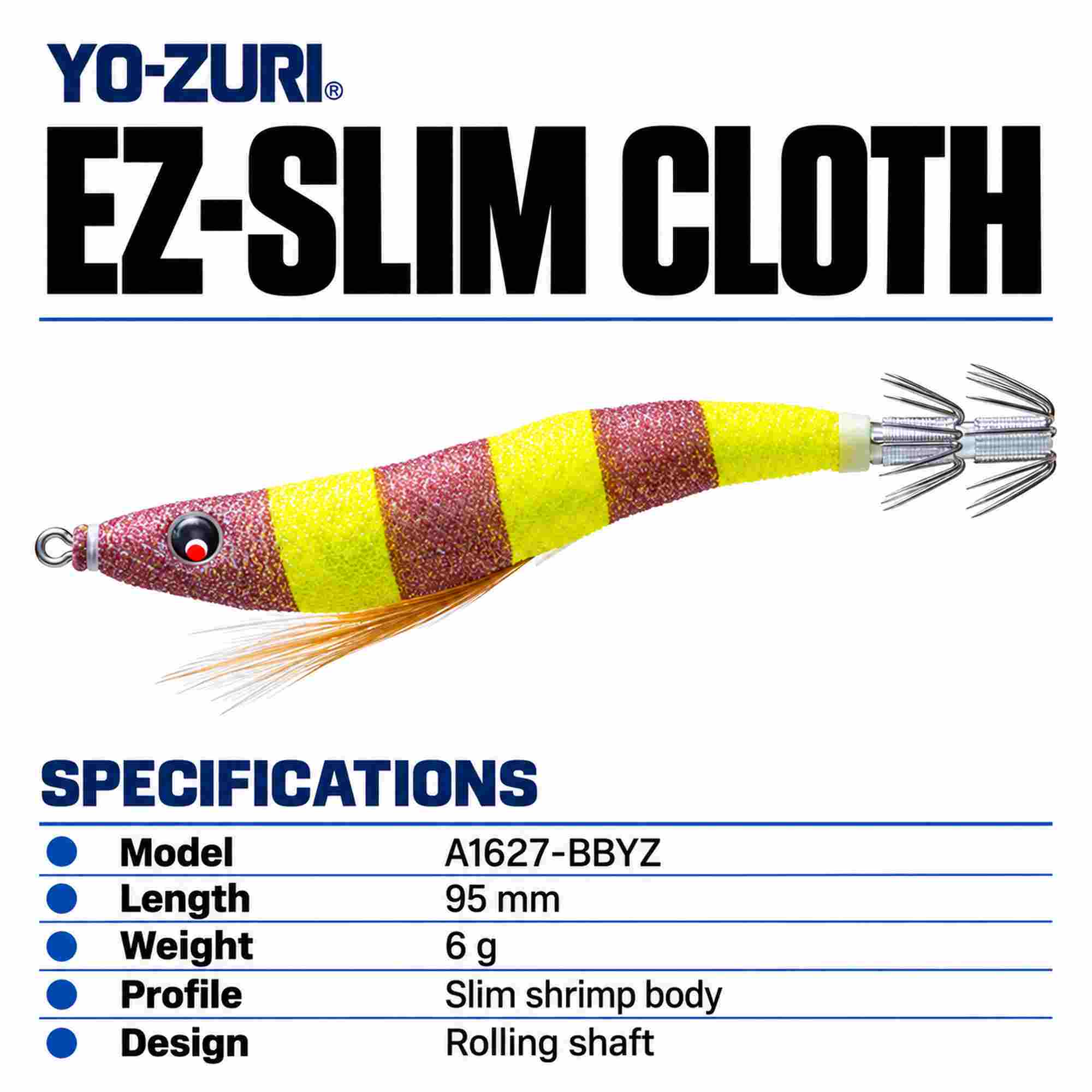 Yo Zuri EZ Slim Cloth 95mm Squid Jig A1627-BBYZ (3395)
