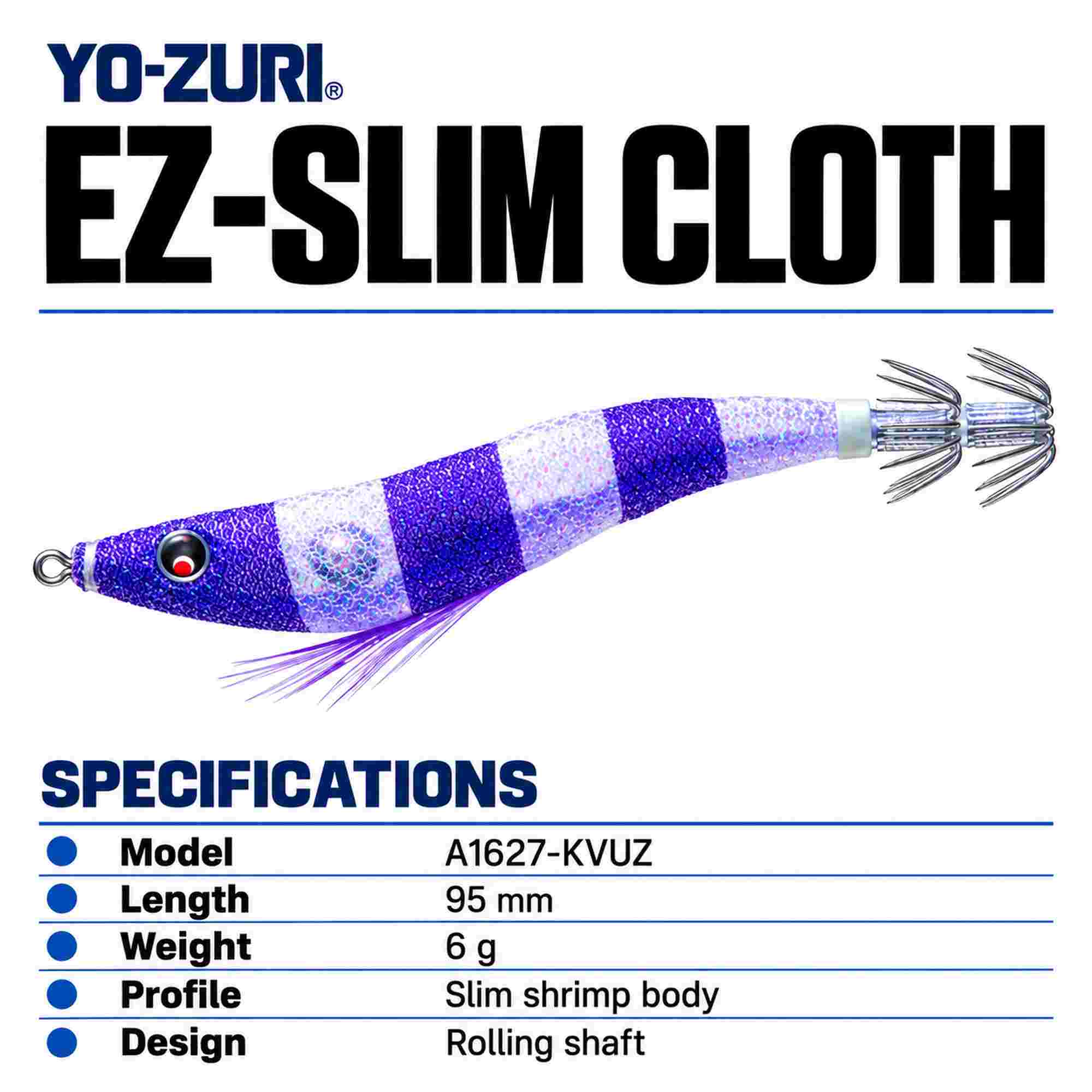 Yo Zuri EZ Slim Cloth 95mm Squid Jig A1627-KVUZ (3401)