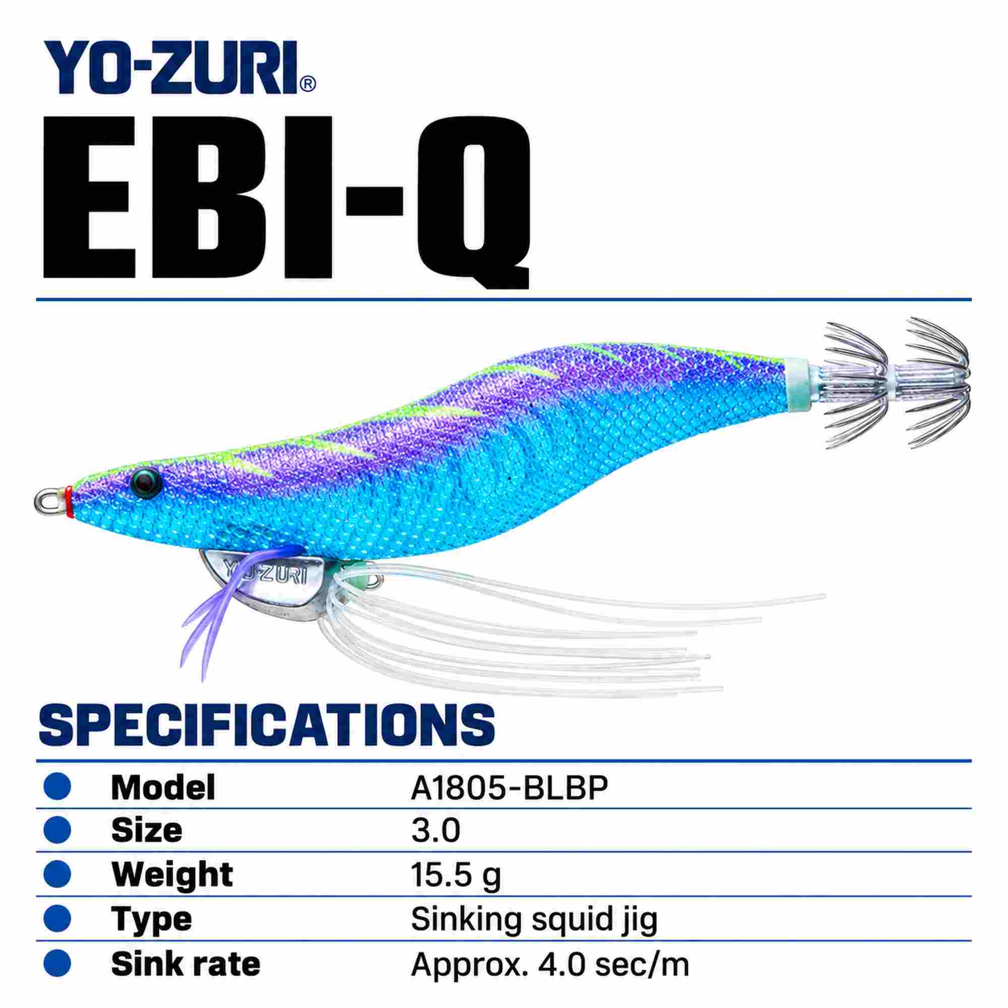Yo Zuri Ebi-Q Squid Jig Sinking Lure Size 3.0 A1805-BLBP (6760)