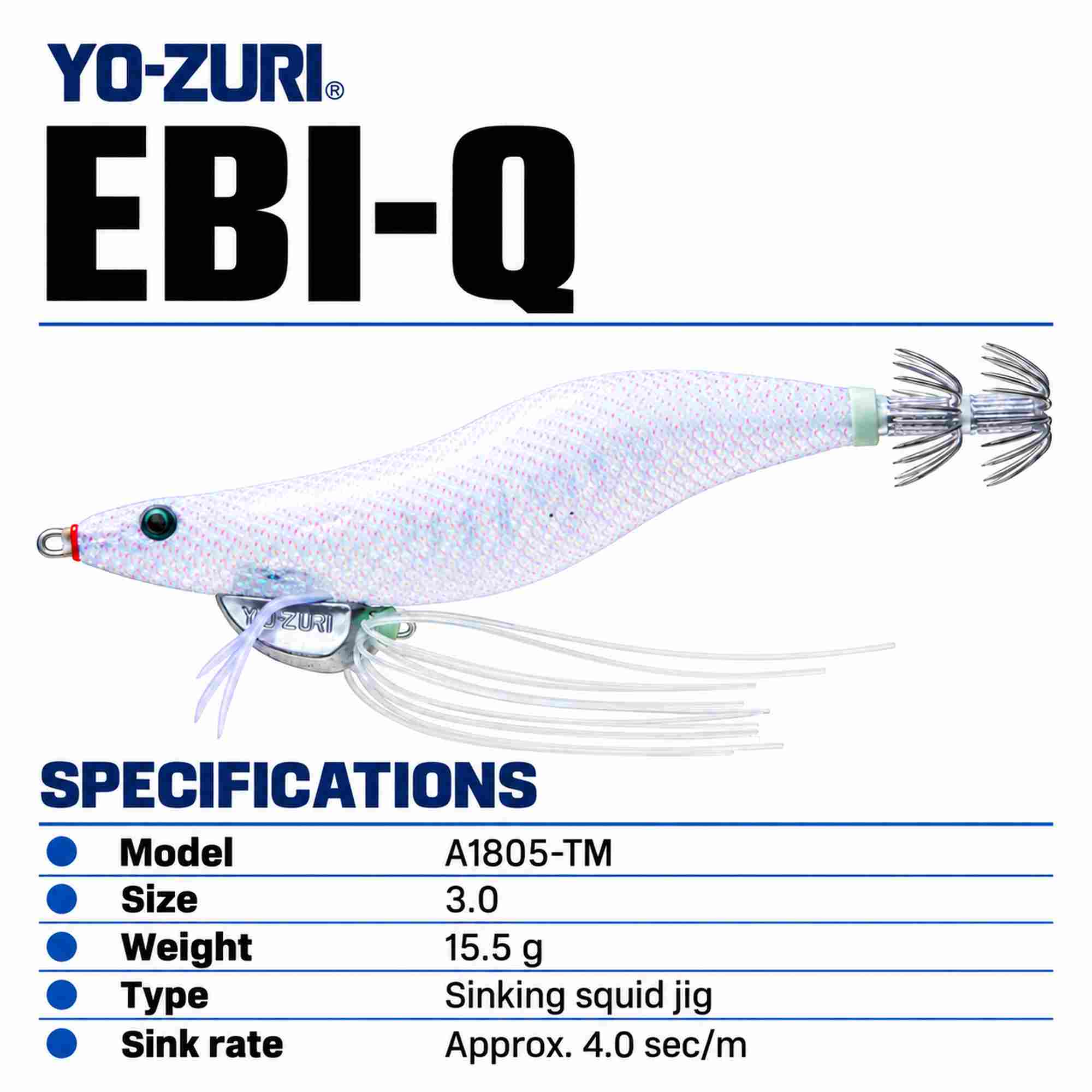Yo Zuri Ebi-Q Squid Jig Sinking Lure Size 3.0 A1805-TM (6791)