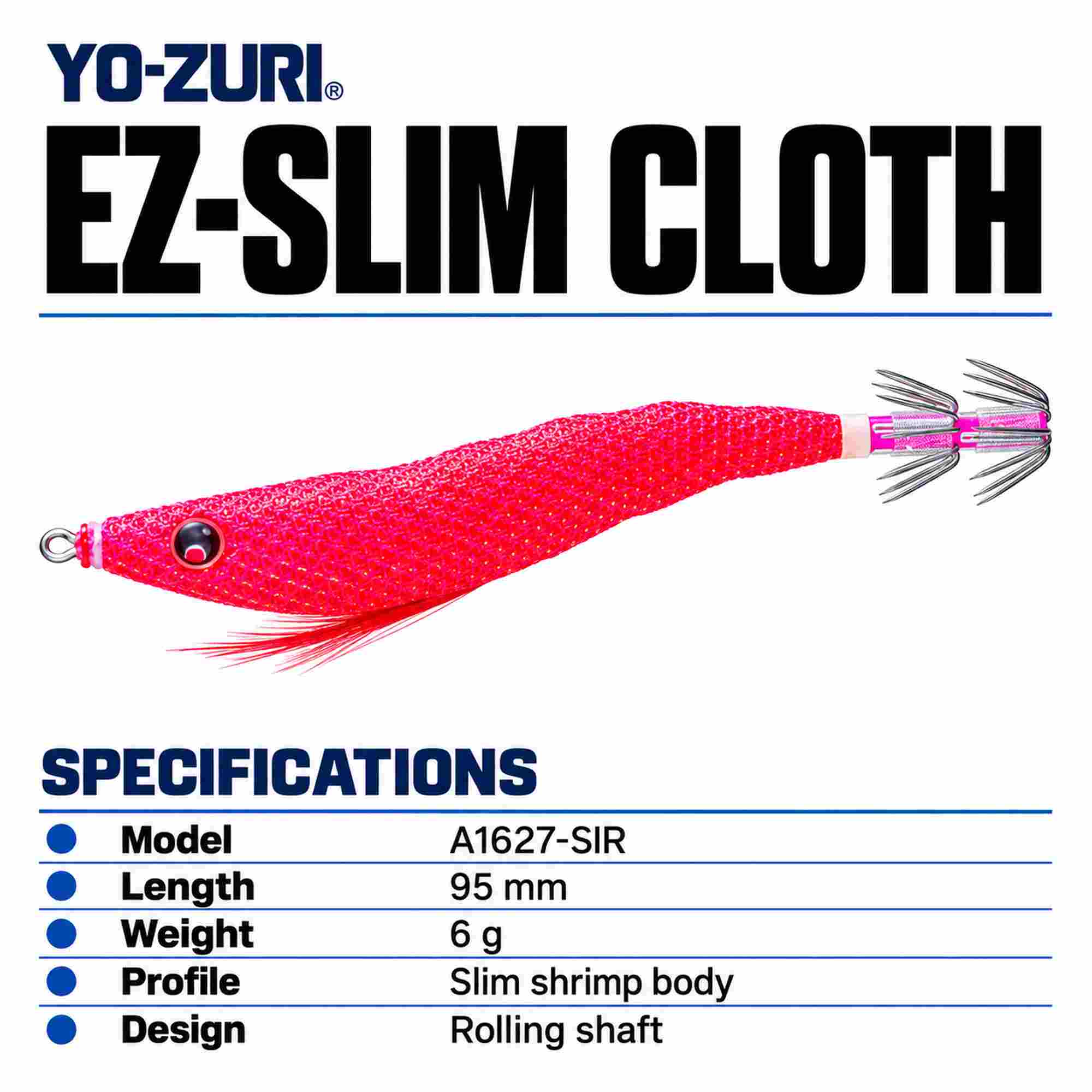 Yo Zuri EZ Slim Cloth 95mm Squid Jig A1627-SIR (7231)