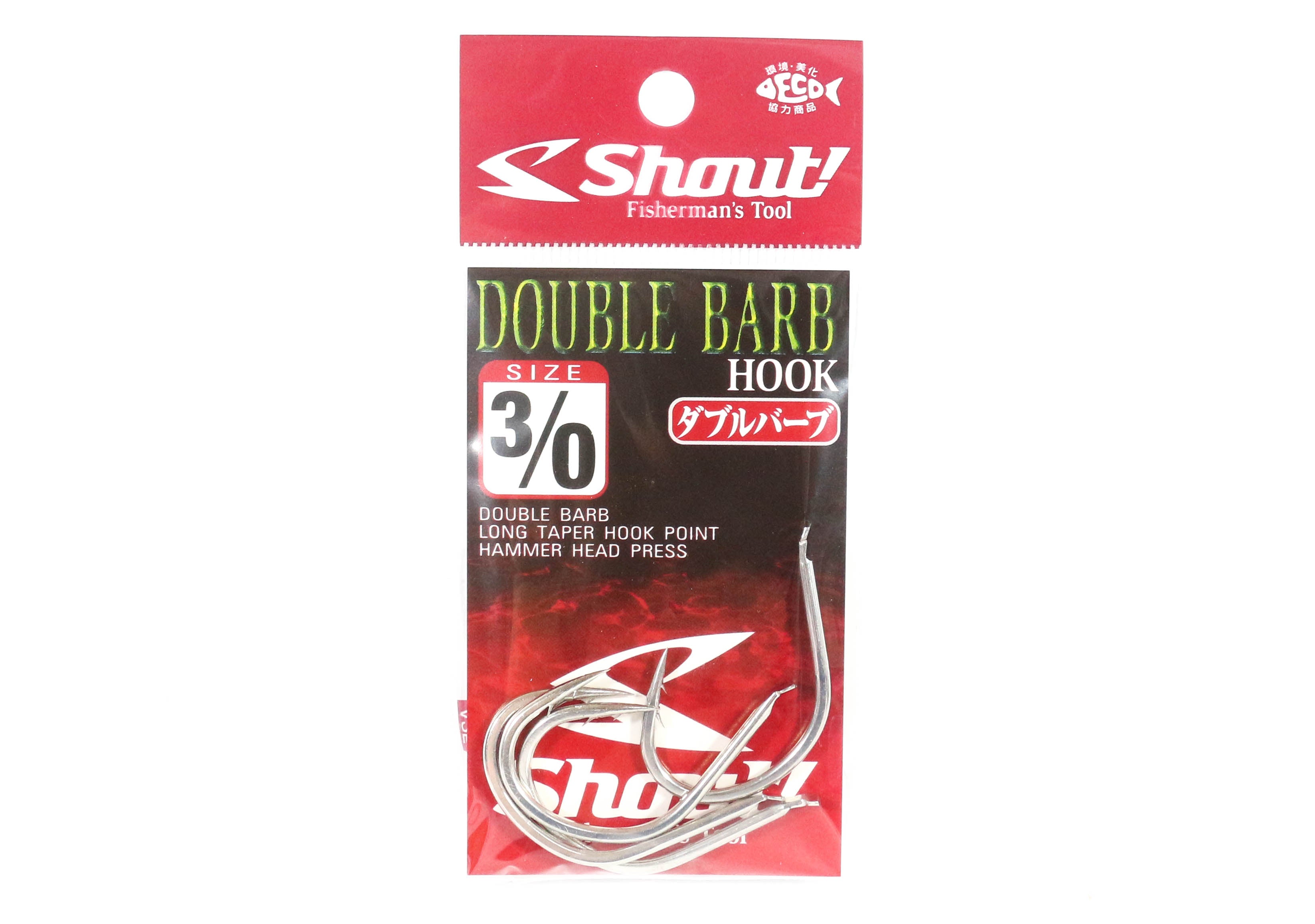 Shout 33-DB Double Barb Jigging Single Hook Silver Size 3/0 (1876)