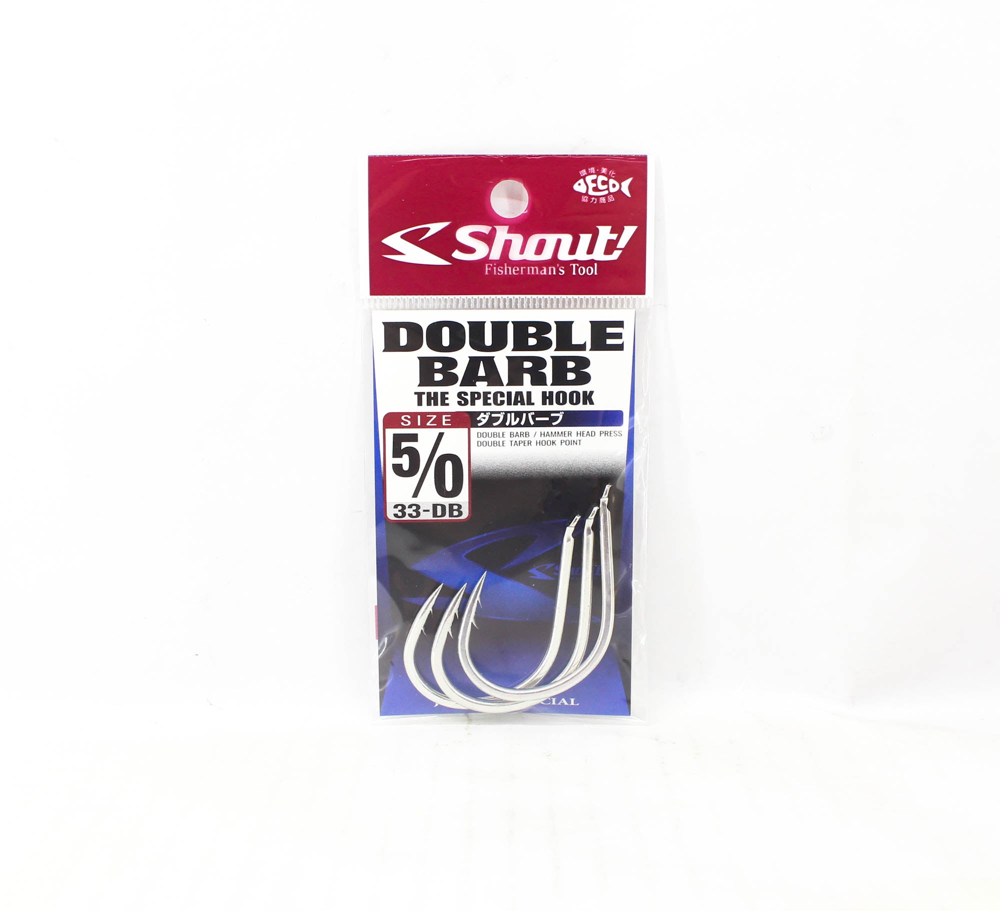 Shout 33-DB Double Barb Jigging Single Hook Silver Size 5/0 (1890)