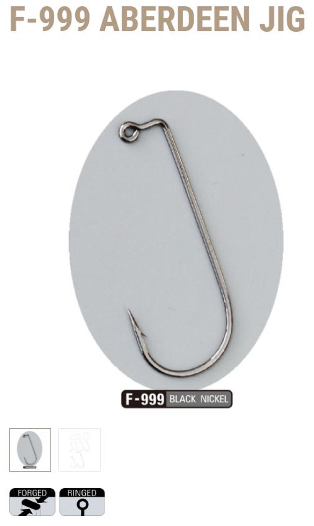 Sasame F-999 Aberdeen Jig Hook Size 2 (7325)