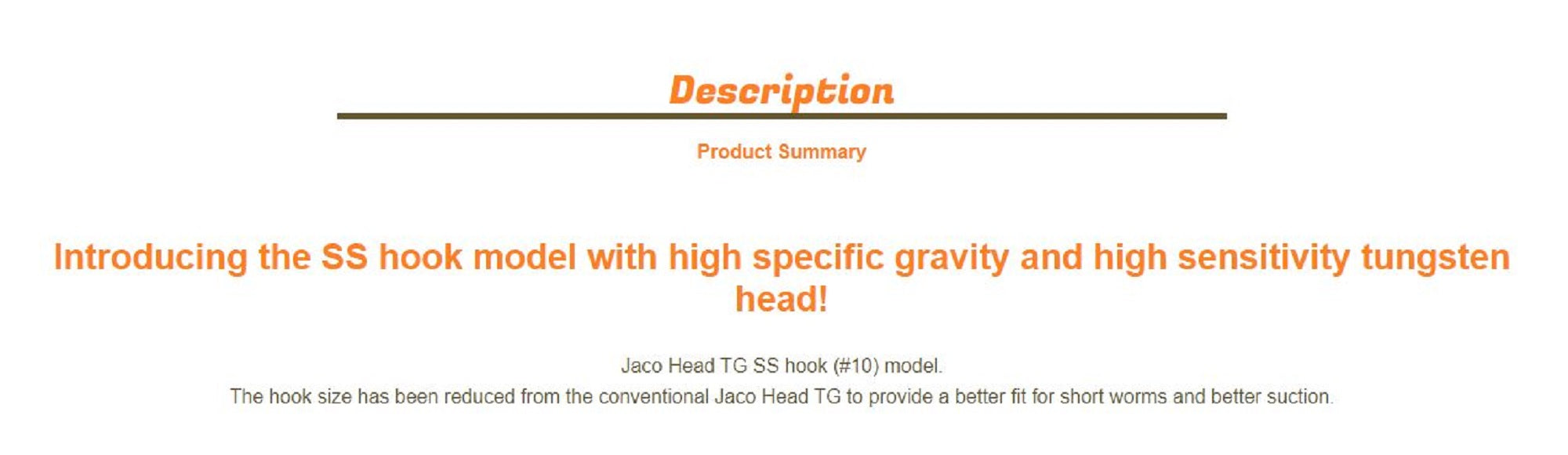 Sale Jungle Gym J313 Jig Head Tg Tungsten 1.0 grams Hook Size 10 (9327)