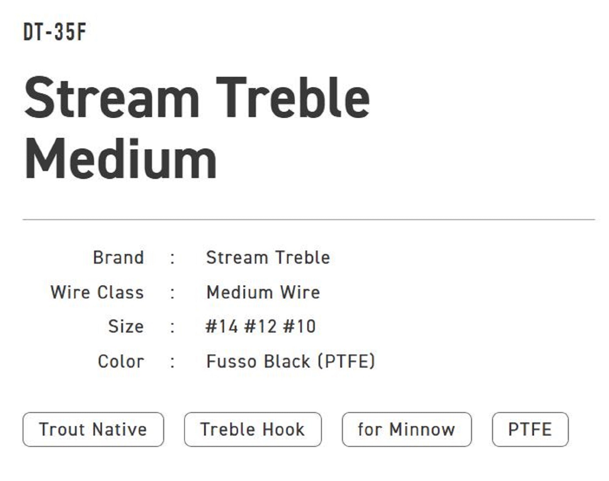 Vanfook DT-35F Treble Hook Stream Medium Size 10 (8620)