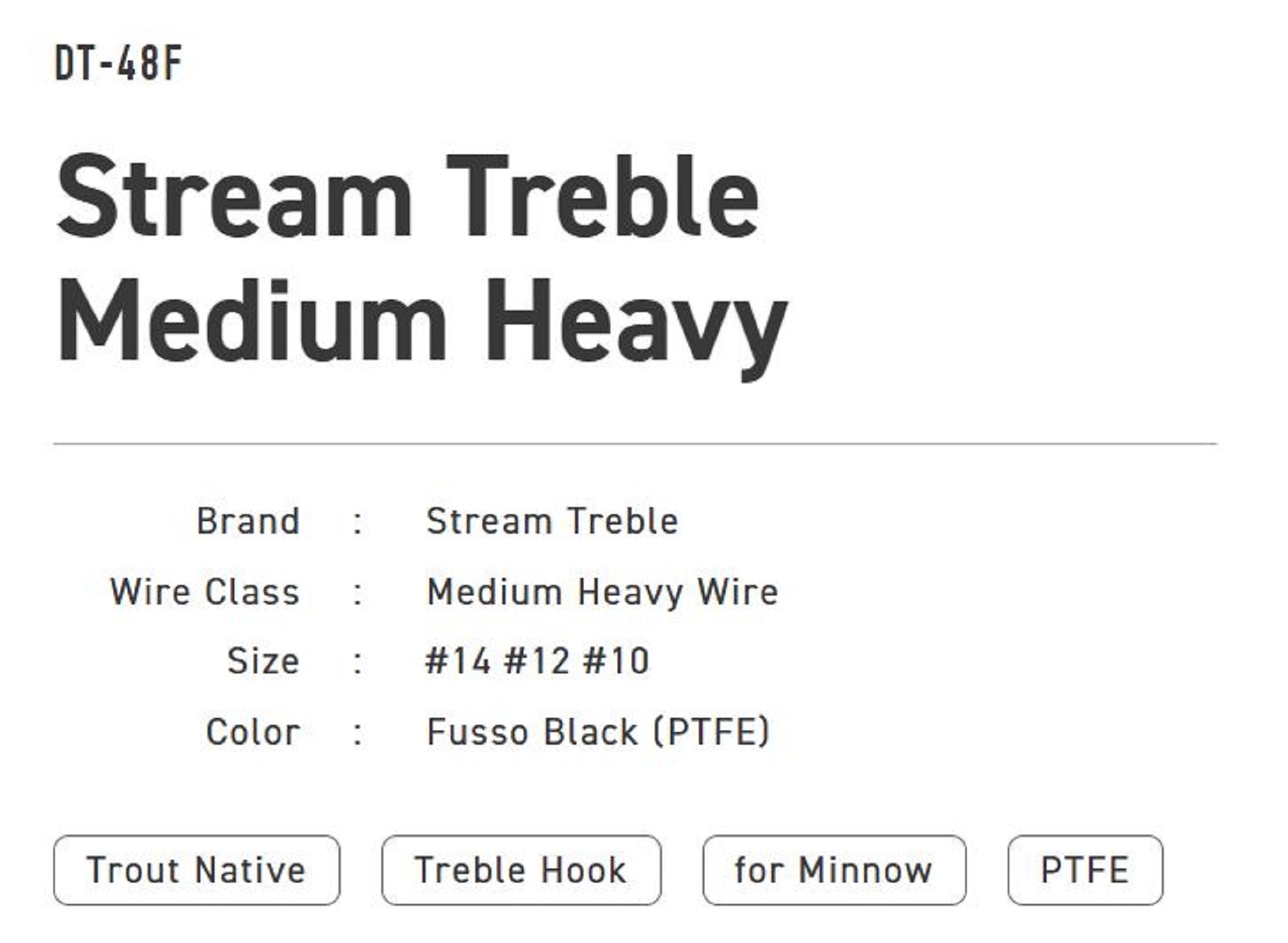 Vanfook DT-48F Treble Hook Stream Medium Heavy Size 12 (8644)