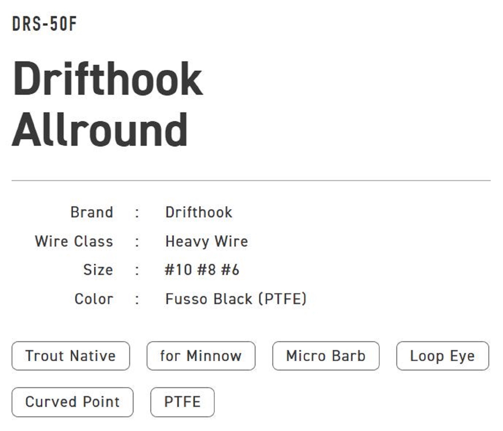 Vanfook DRS-50F Drifthook All Round Micro Barb Size 8 (8705)