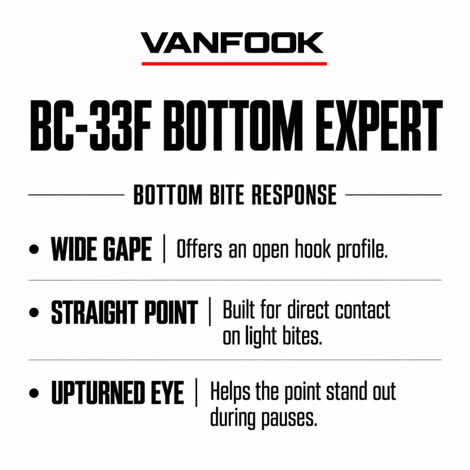Vanfook BC-33F Bottom Expert Hook Size 7, 16/pack Black (9979)