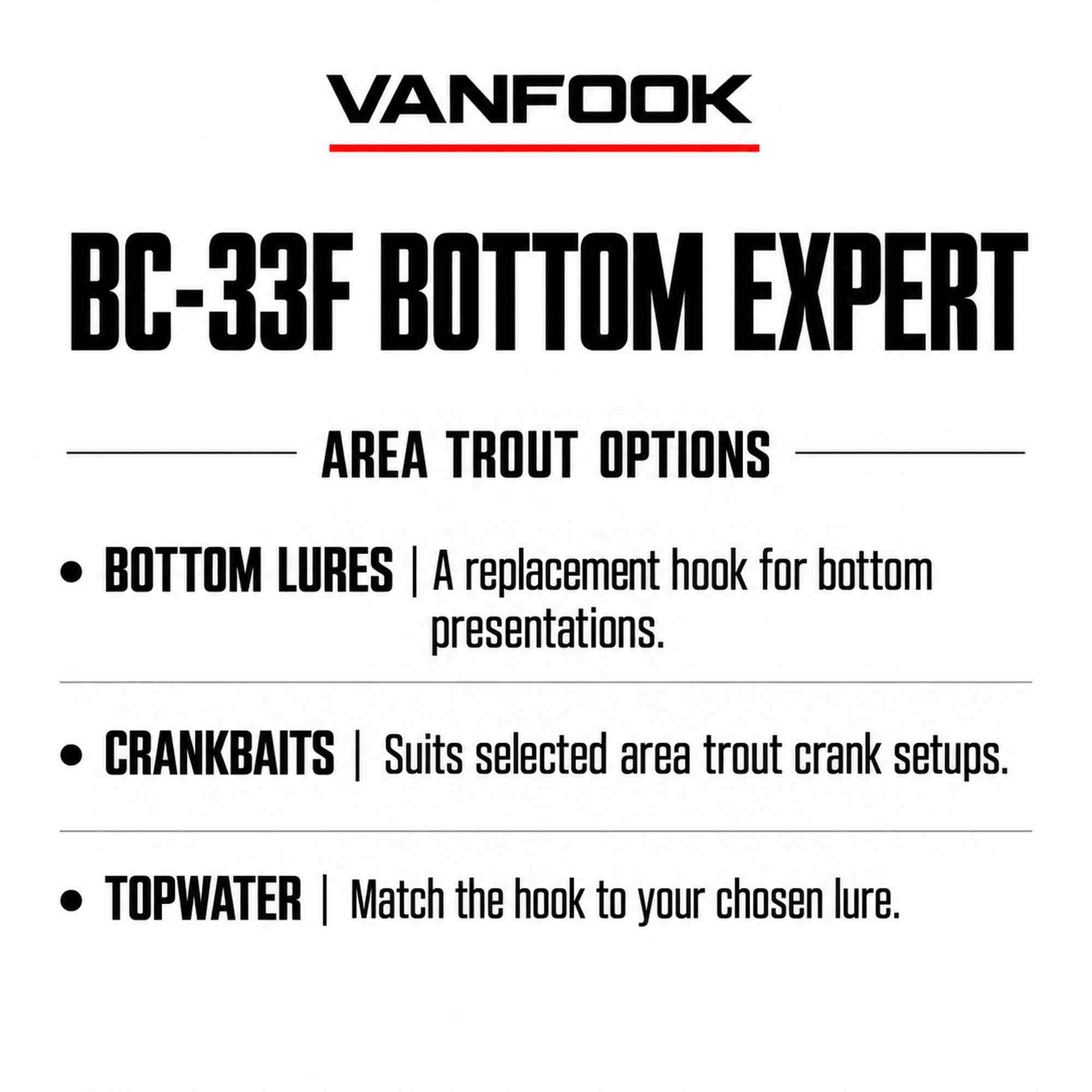 Vanfook BC-33F Bottom Expert Hook Size 9, 16/pack Black (2894)
