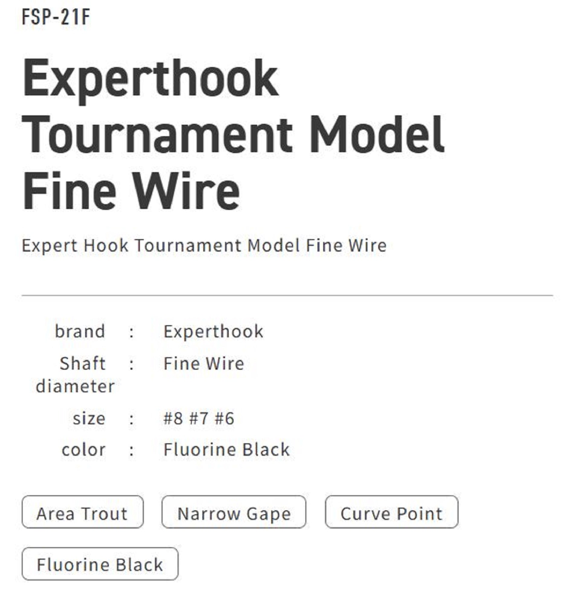 Vanfook FSP-21F Expert Hook Tournament Model Size 6 (2962)