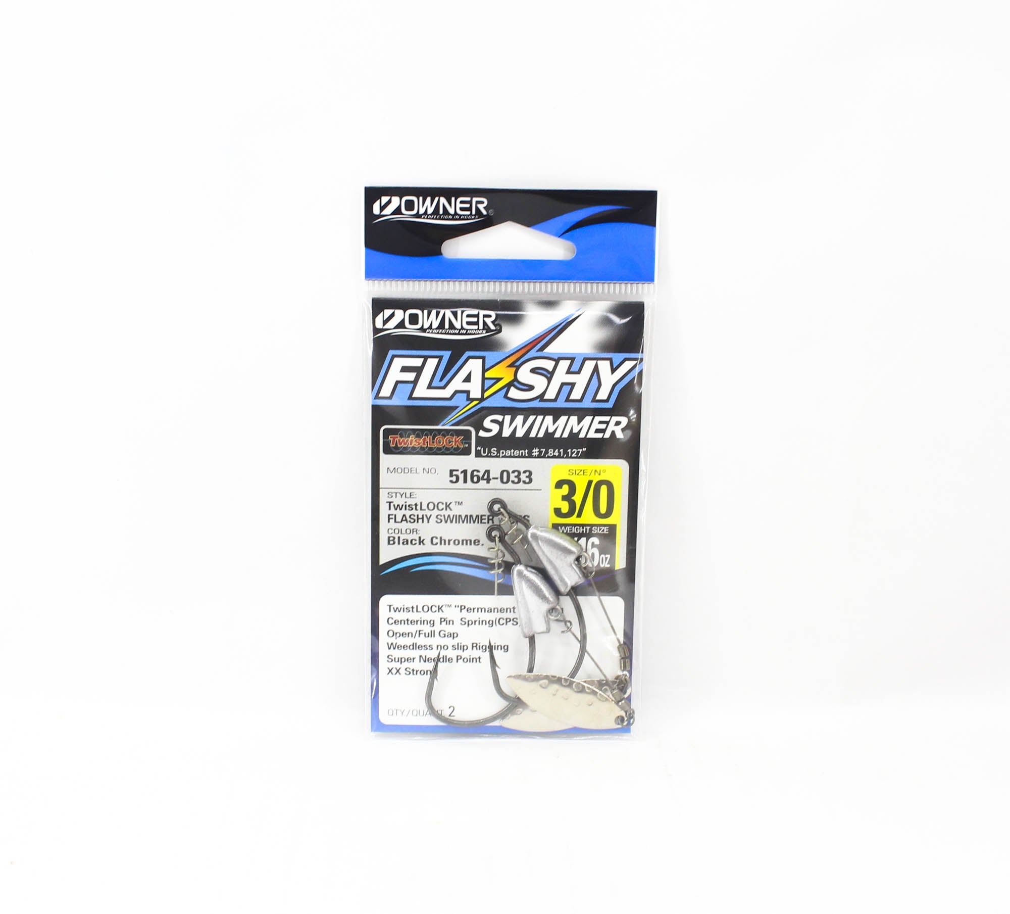 Owner 5164 Worm Hook Flashy Swimmer Twist Lock Weighted 3/16 oz 3/0 (0811)