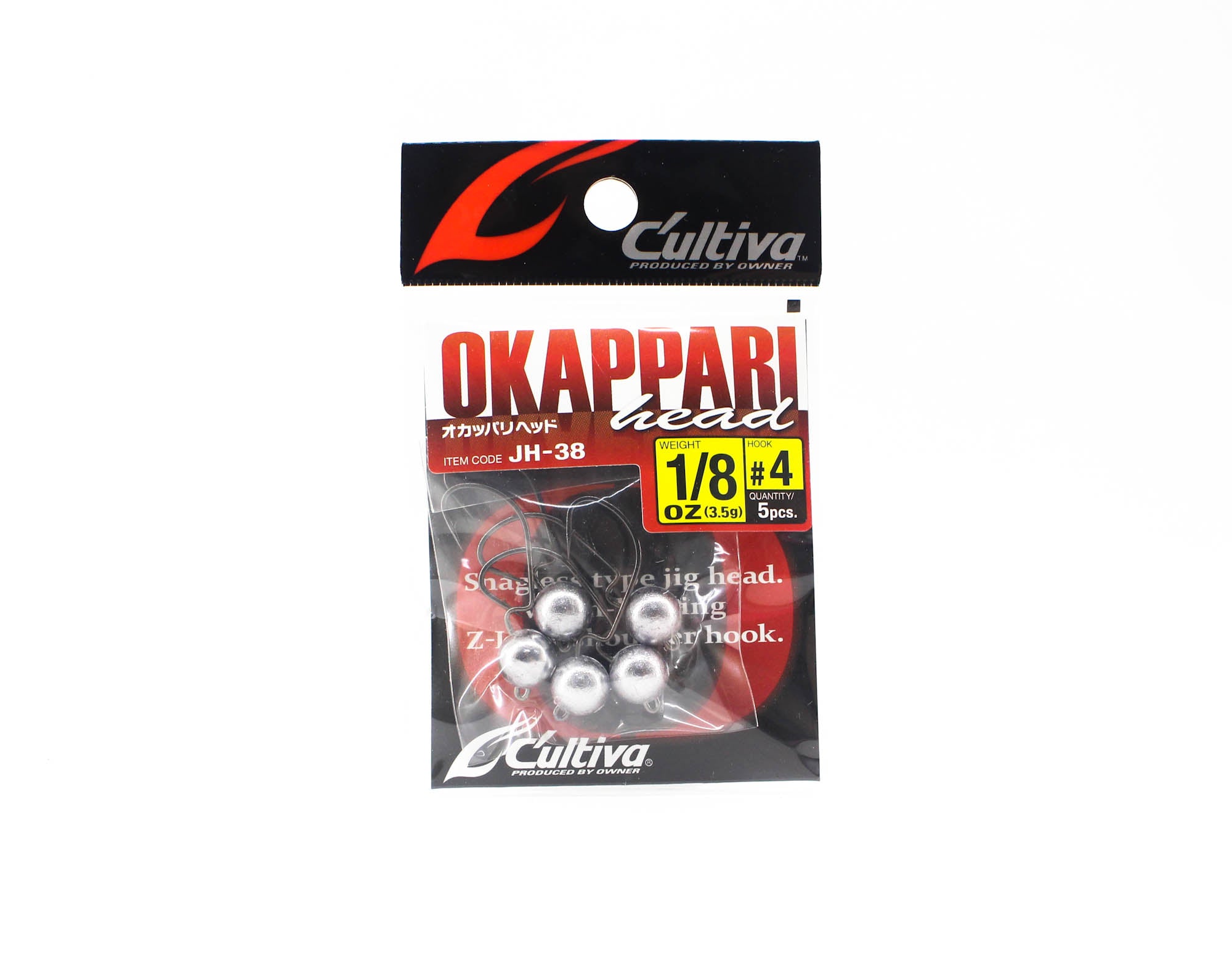 Owner JH-38 Jig Head Okapari Head Super Needle Point 1/8 oz Size 4 (3047)