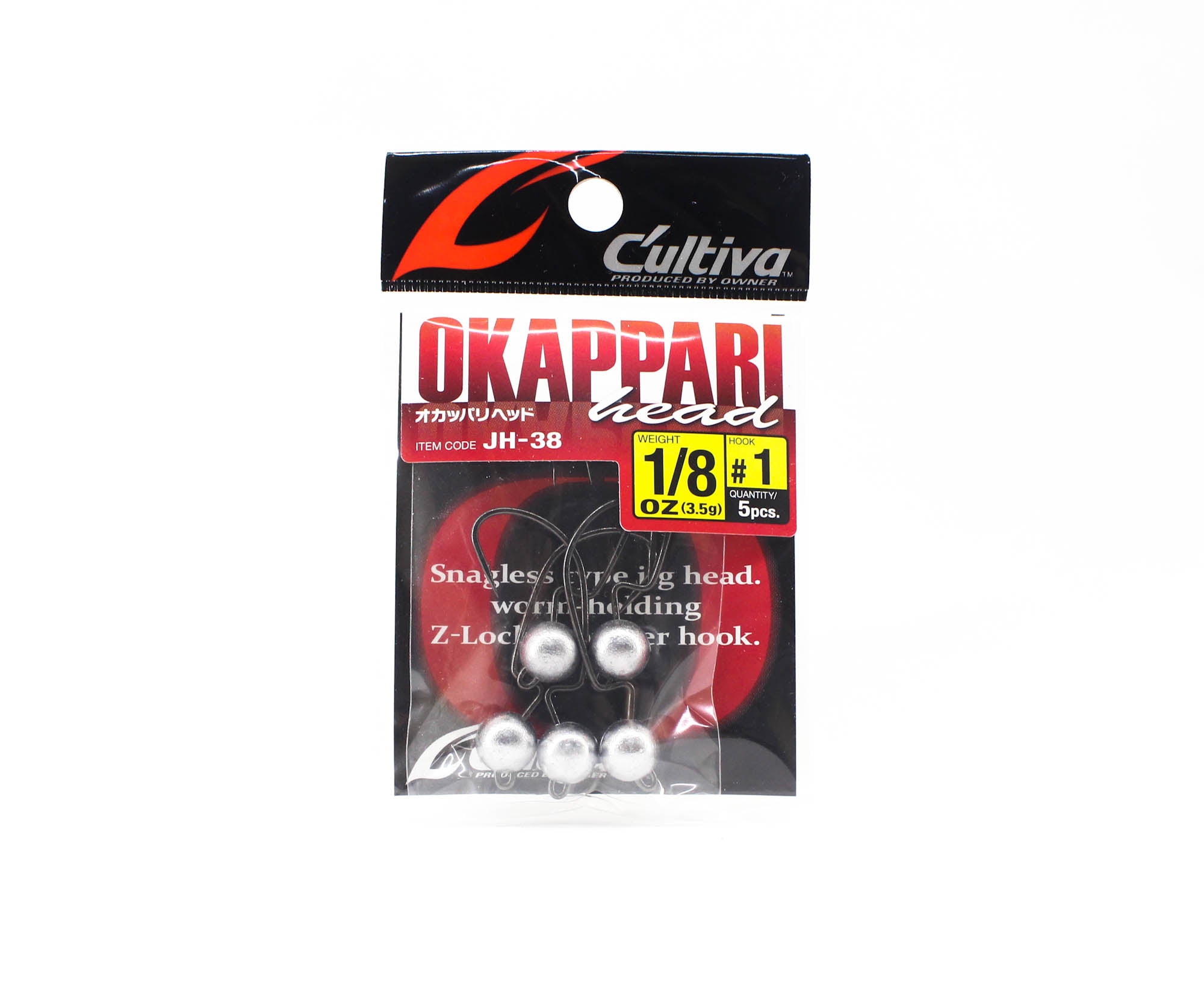Owner JH-38 Jig Head Okapari Head Super Needle Point 1/8 oz Size 1 (3108)