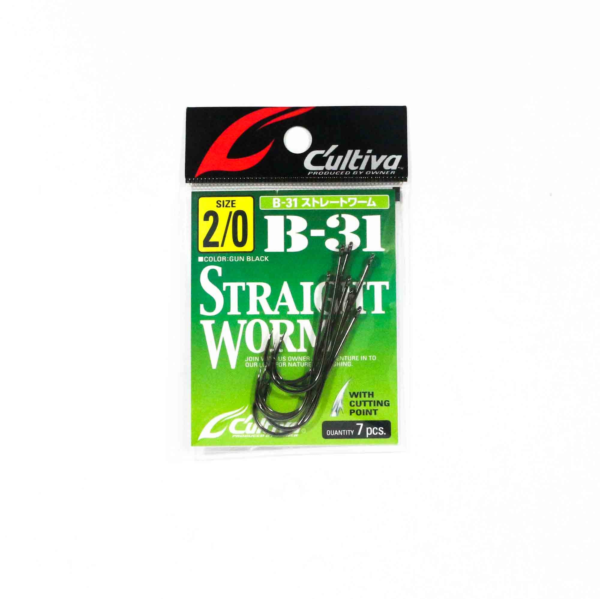 Owner B-31 Worm Hook Straight Size 2/0 (0227)