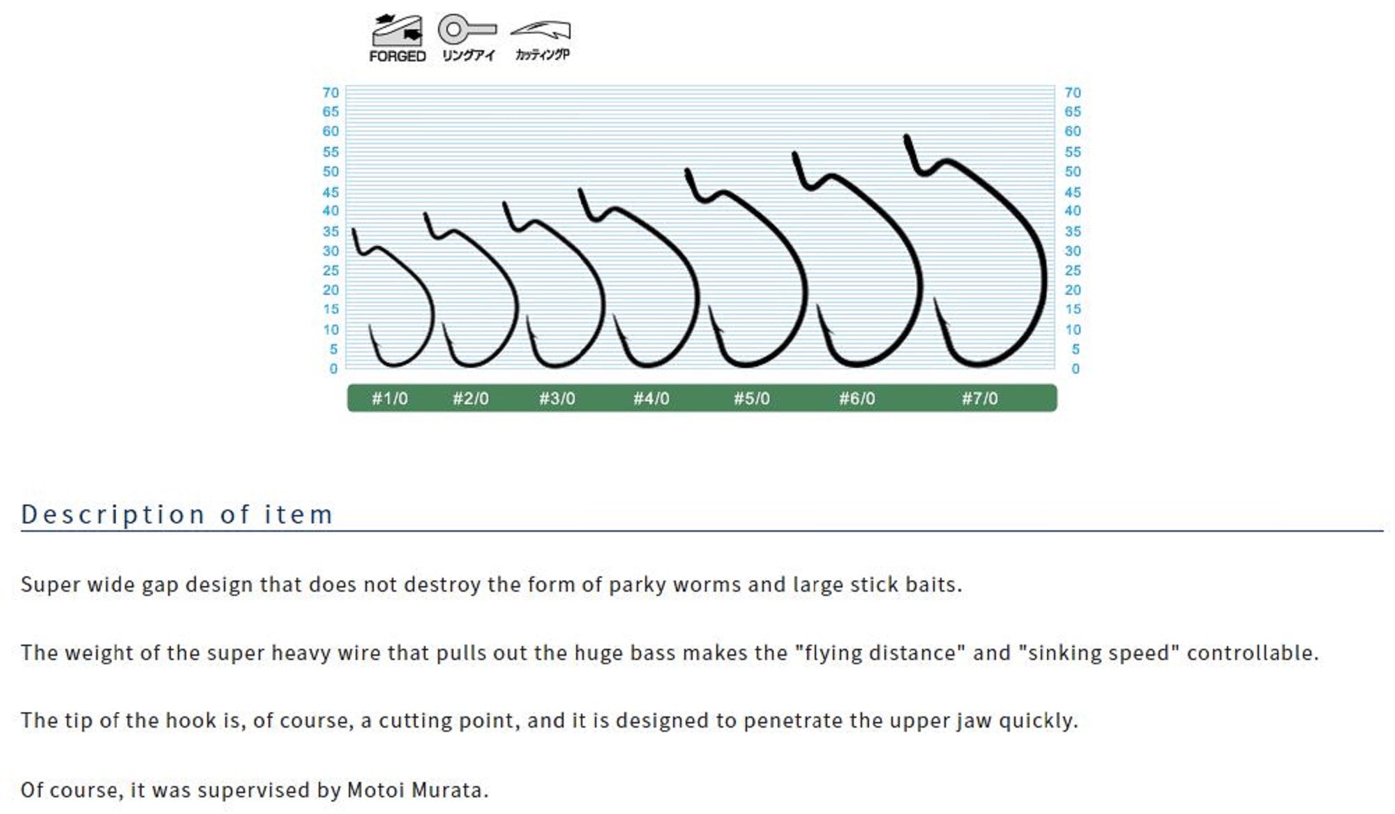 Owner B-93 Worm Hook Dekappari Wide Gap Plus Size 6/0 (4788)