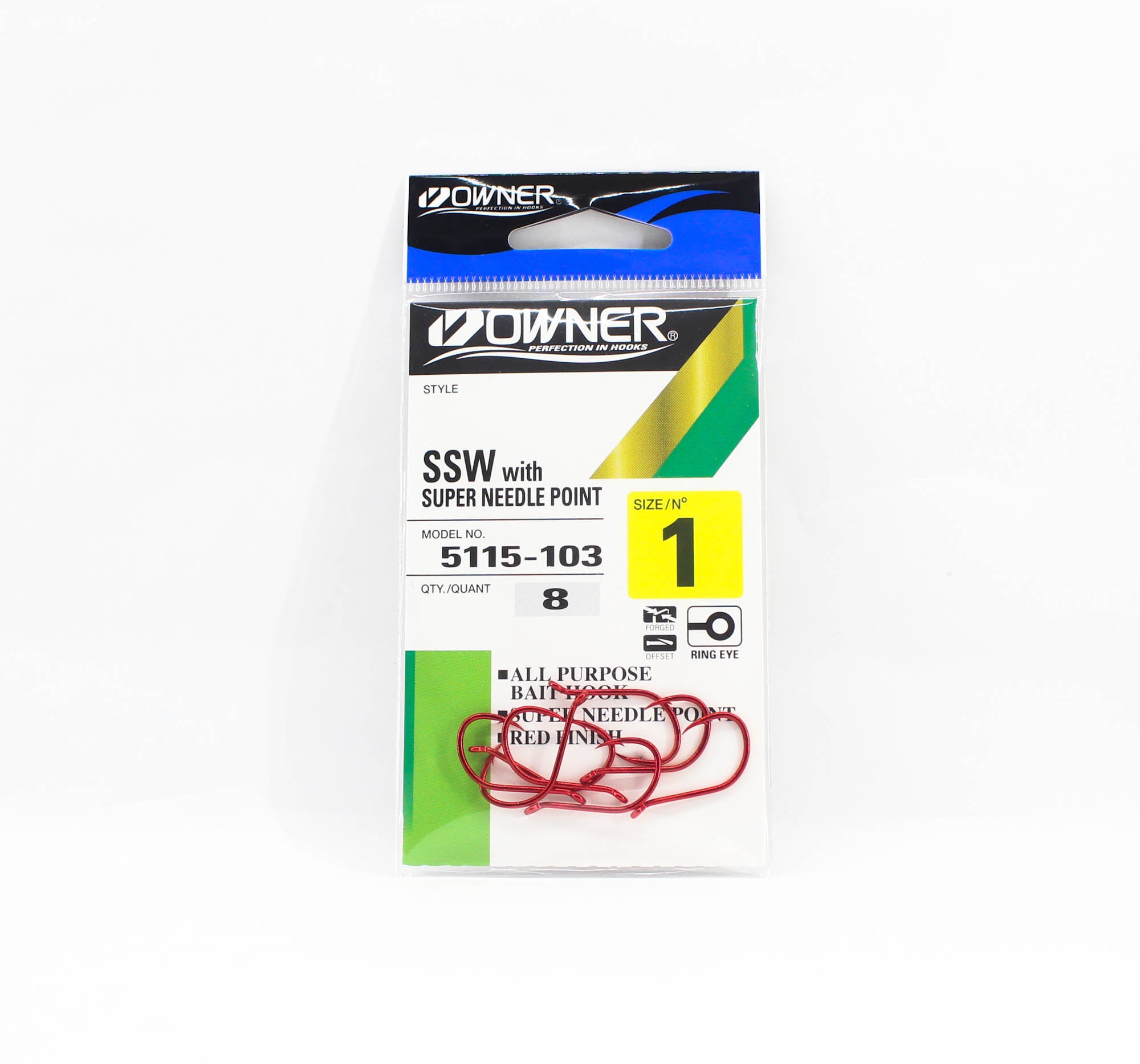 Owner SSW Hook Size 1 Red (0985)