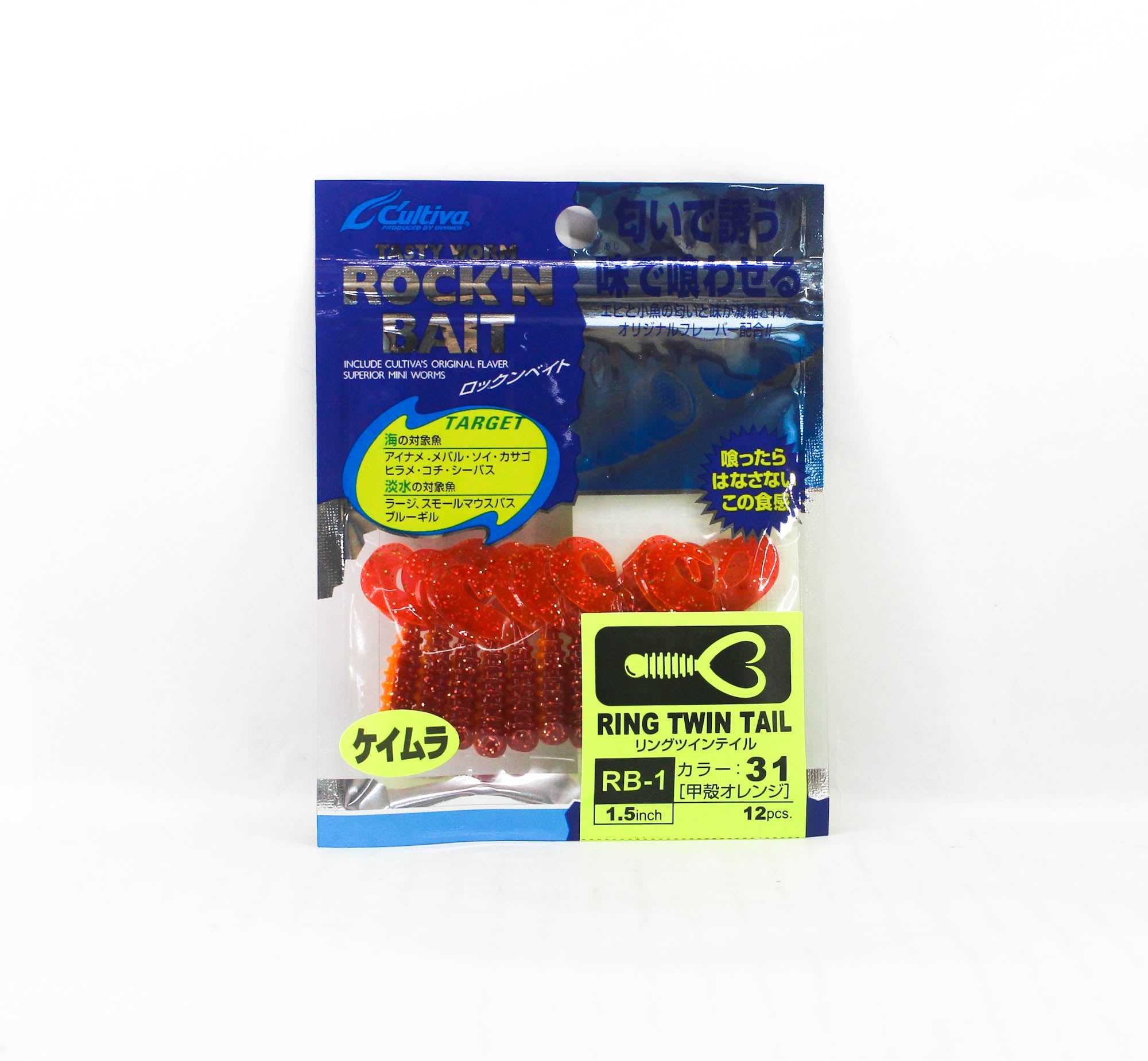 Owner Soft Lure RB-1 Ring Twin Tail 12 Pieces 1.5 Inches 31 (2279)