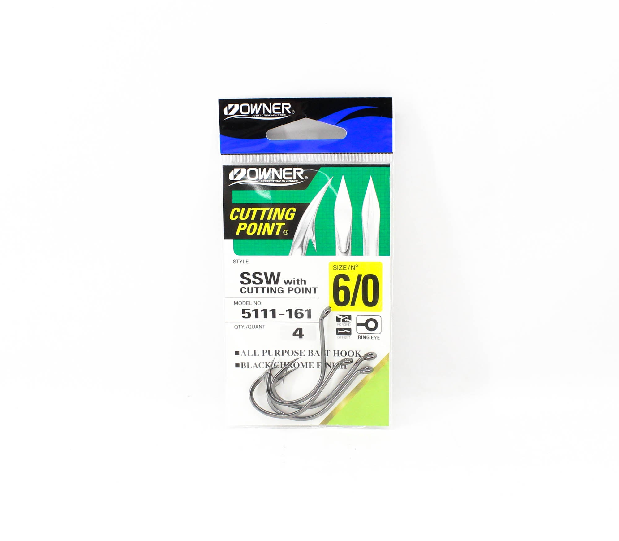 Owner SSW Cutting Point Hook Size 6/0 Black (8288)