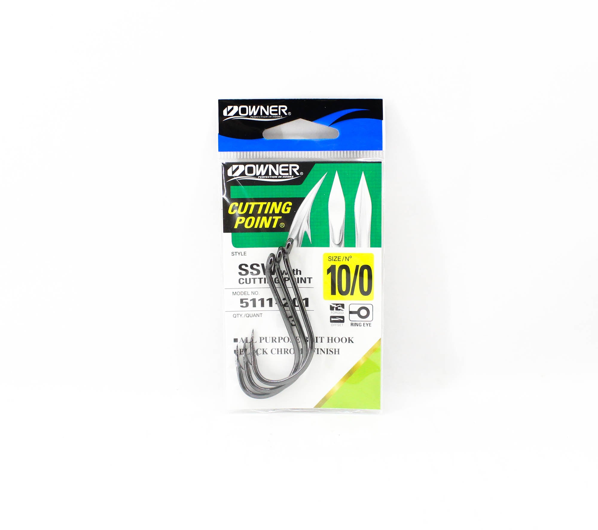 Owner SSW Cutting Point Hook Size 10/0 Black (8325)