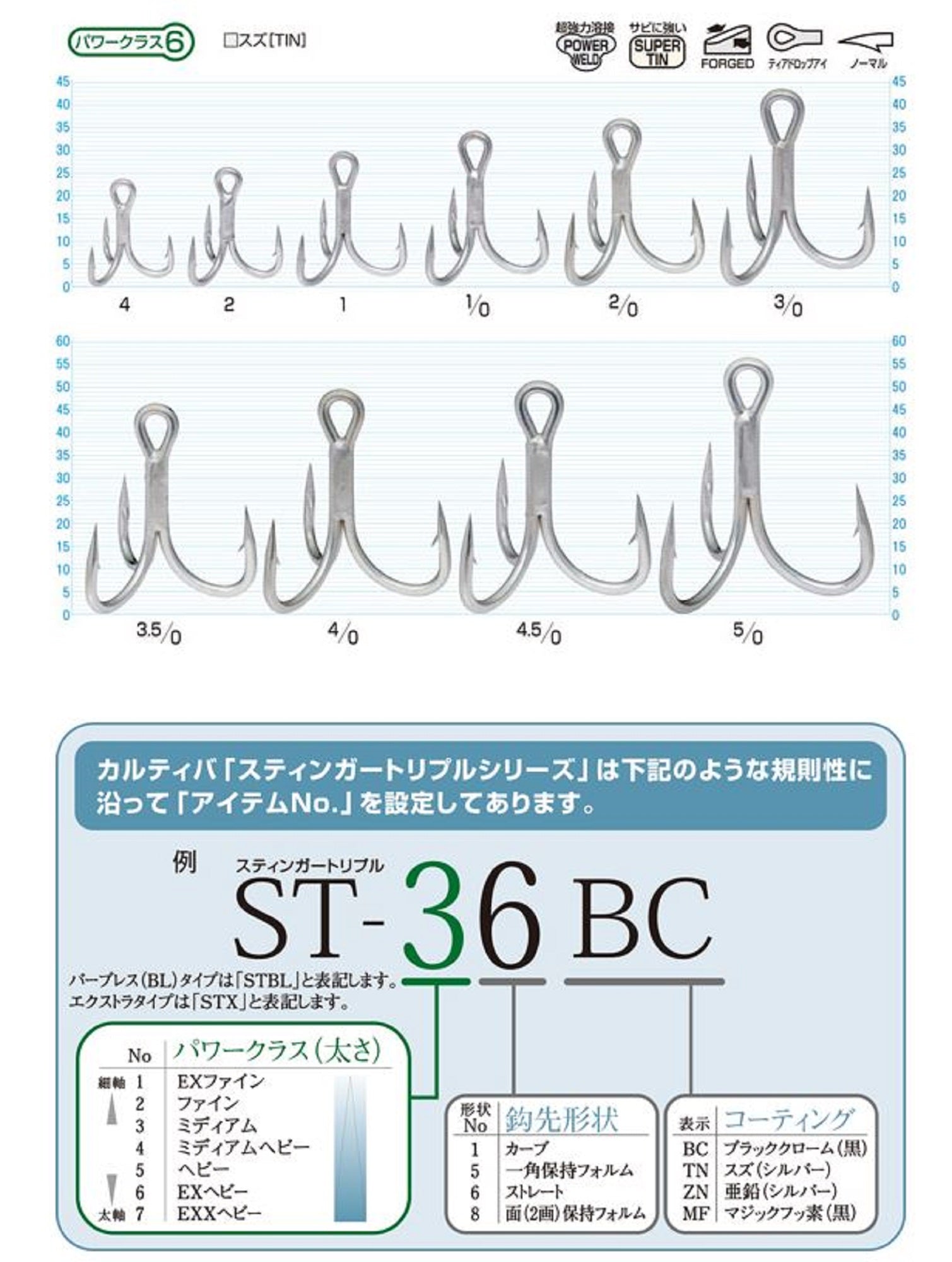Owner ST-66 TN 4X Treble Hook Heavy Duty Size 2 (9345)