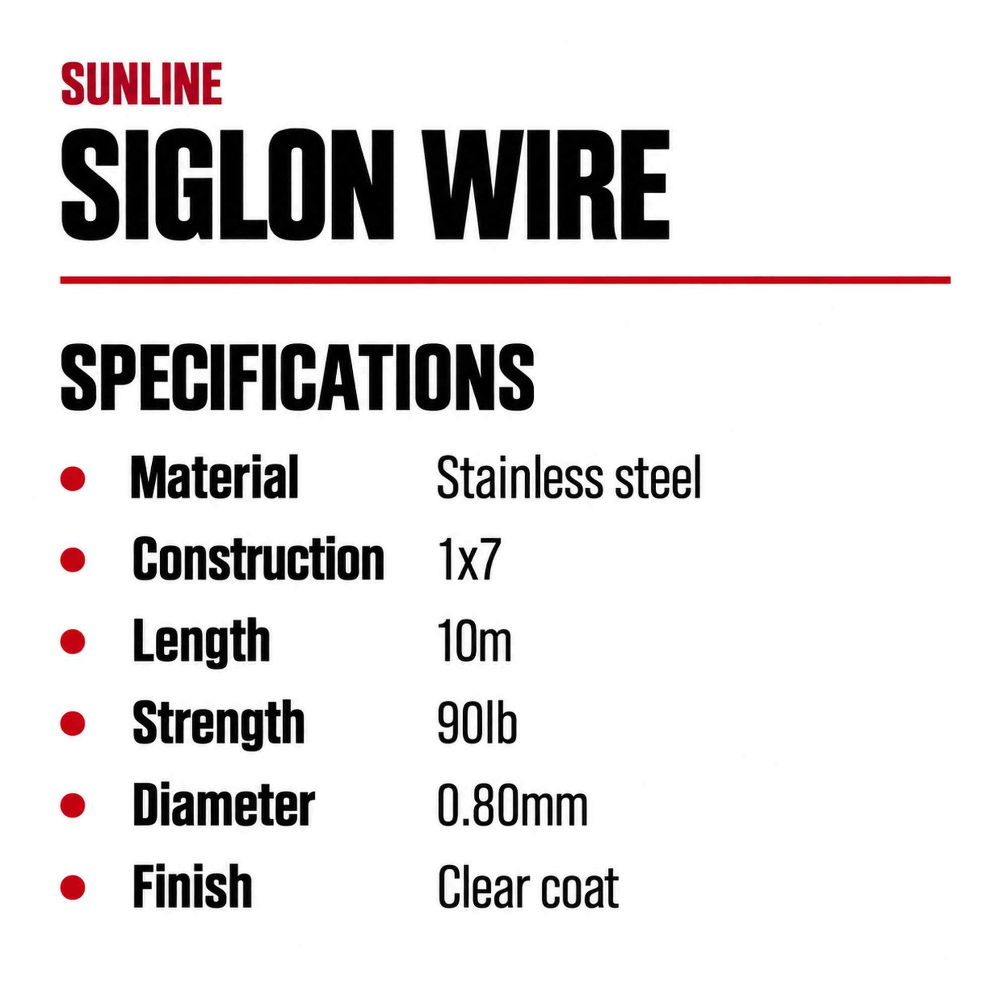 Sunline Siglon Wire Stainless 1x7 Clear Coat 10m 90lb (4497)