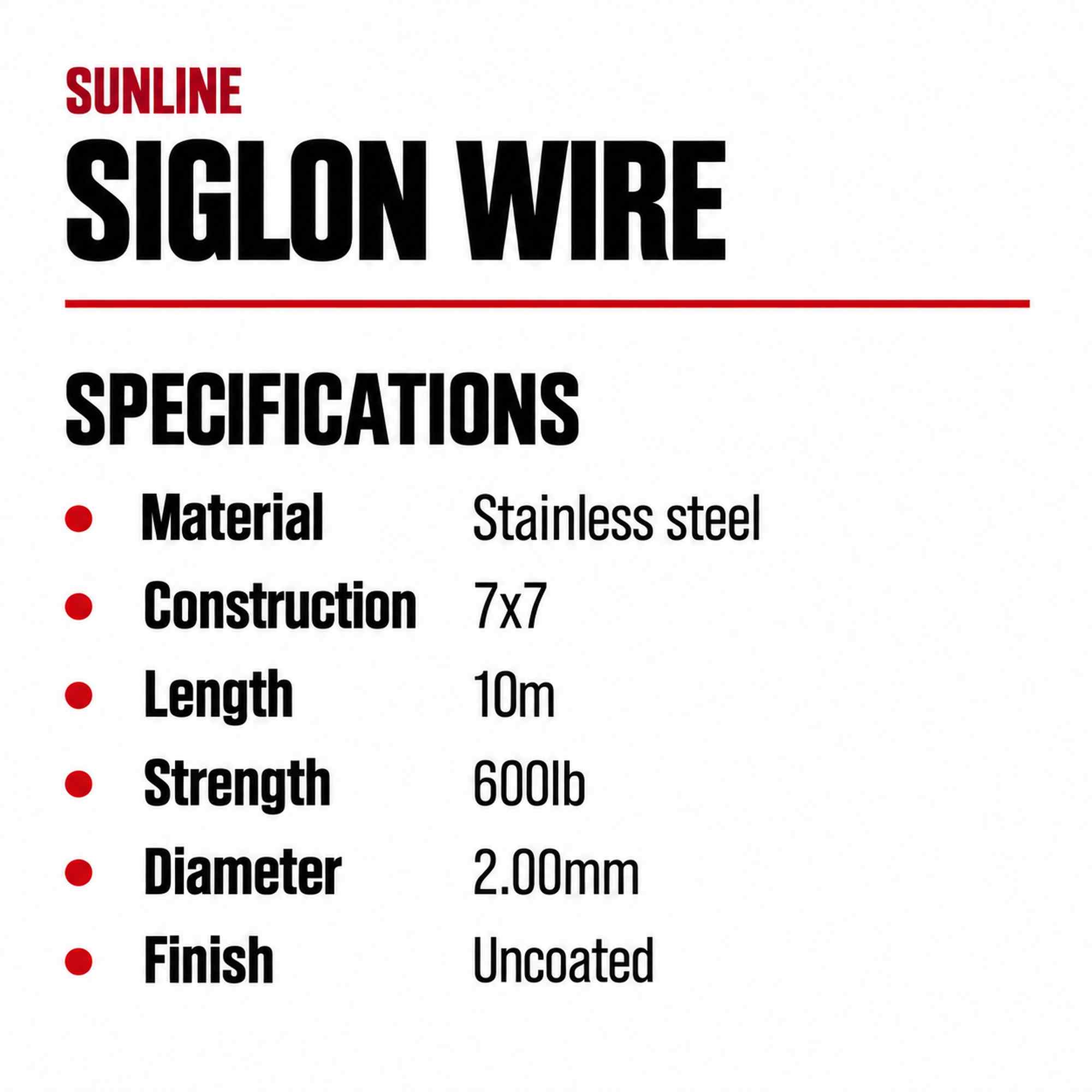 Sunline Siglon Wire Stainless 7x7 No Coat 10m 600lb (4596)