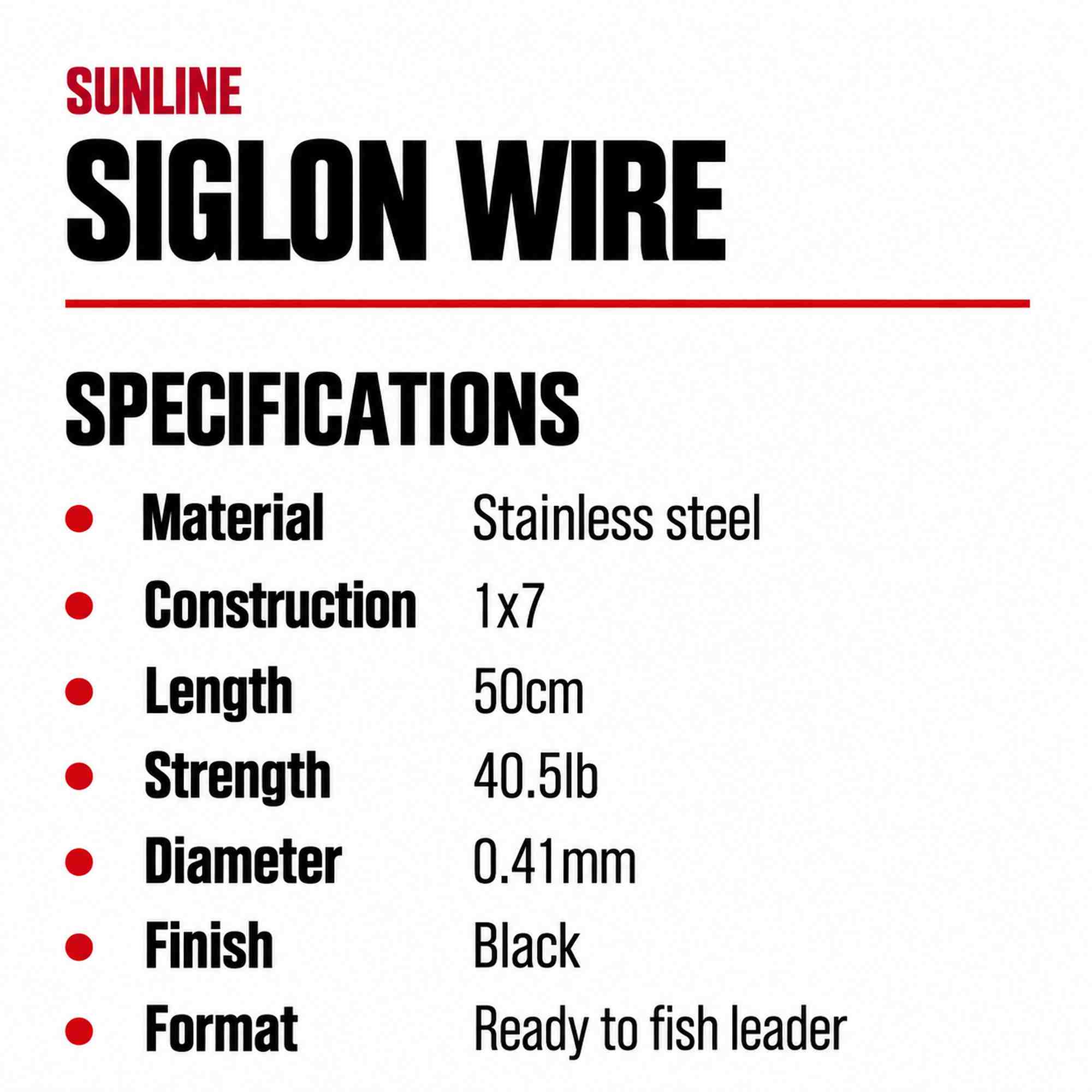 Sunline Siglon Wire Stainless 1x7 Black 50cm 40.5lb (5180)