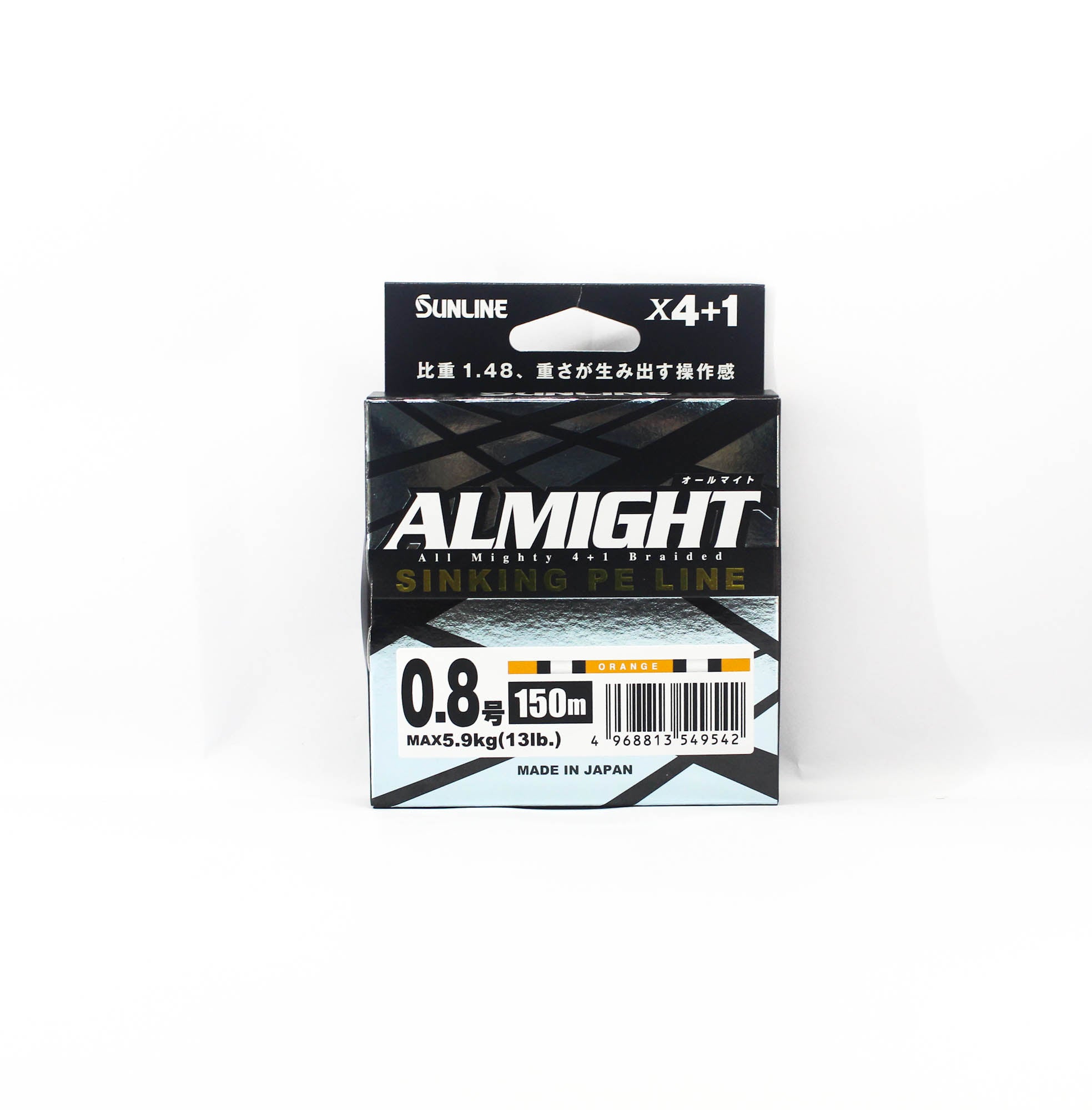 Sunline P.E Line X4 Almight Sinking P.E 150m P.E 0.8 13lb Orange (9542)