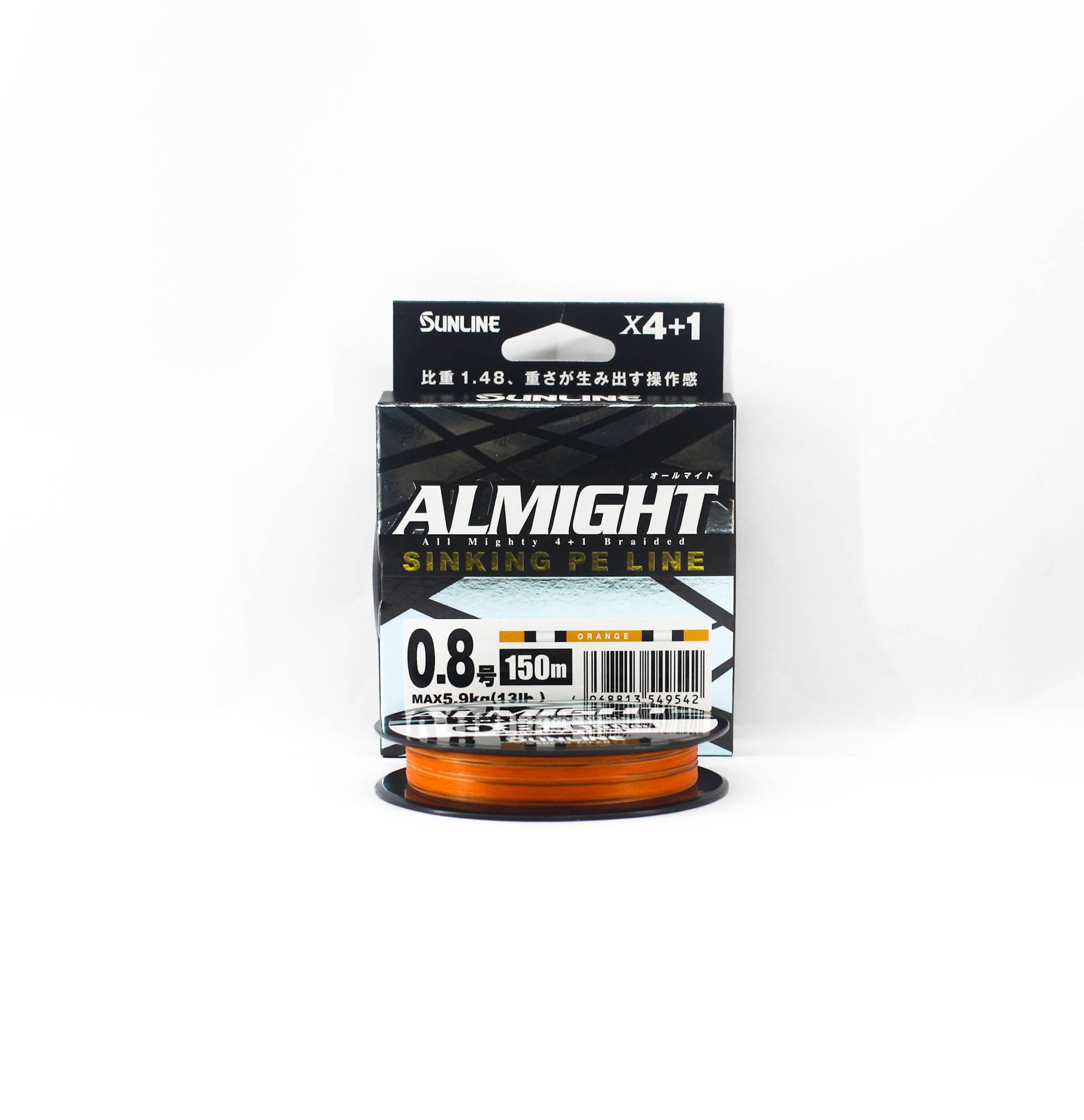 Sunline P.E Line X4 Almight Sinking P.E 150m P.E 0.8 13lb Orange (9542)