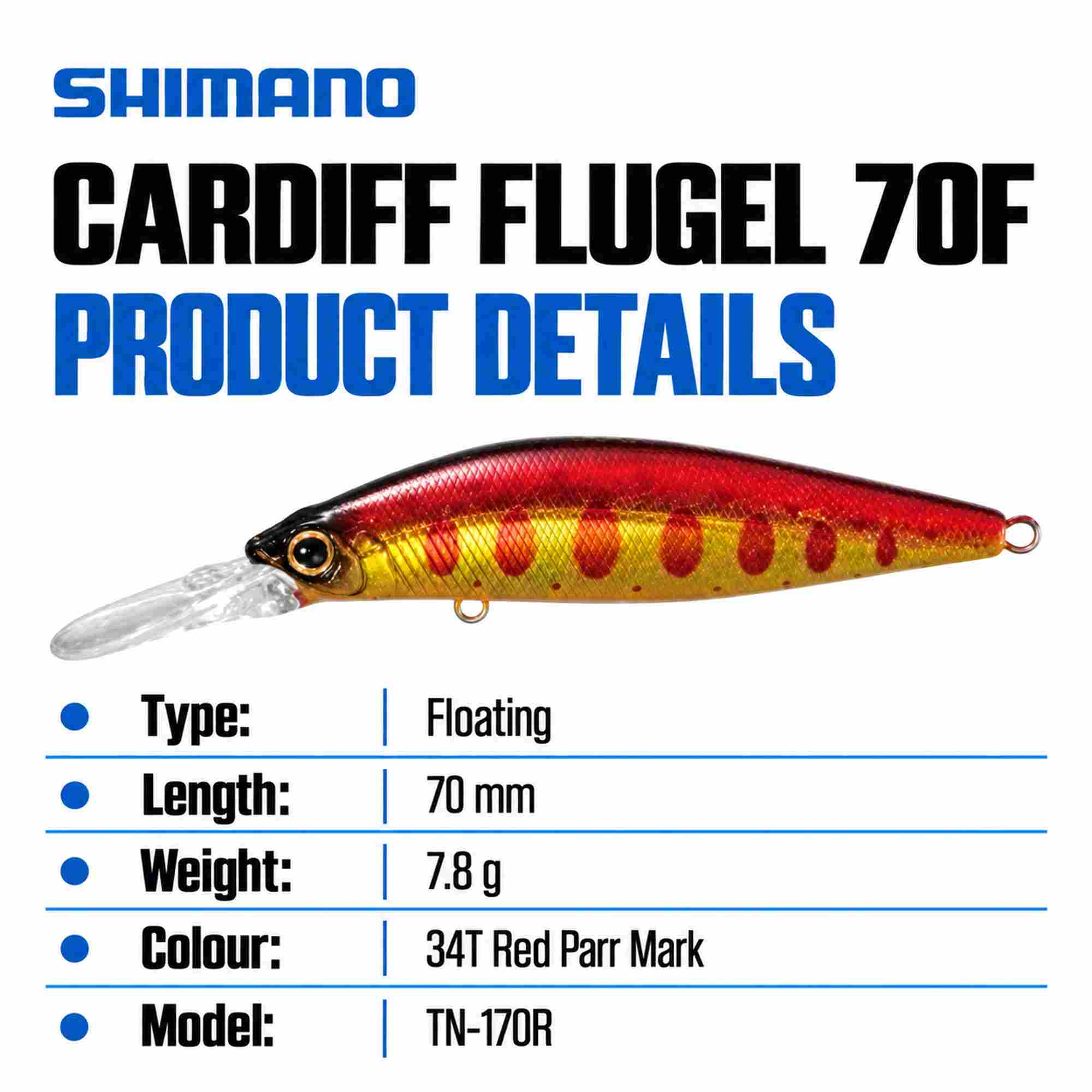 Shimano TN-170R Cardiff Monster LTD 70mm 7.8 gram Sinking Lure 34T (4526)