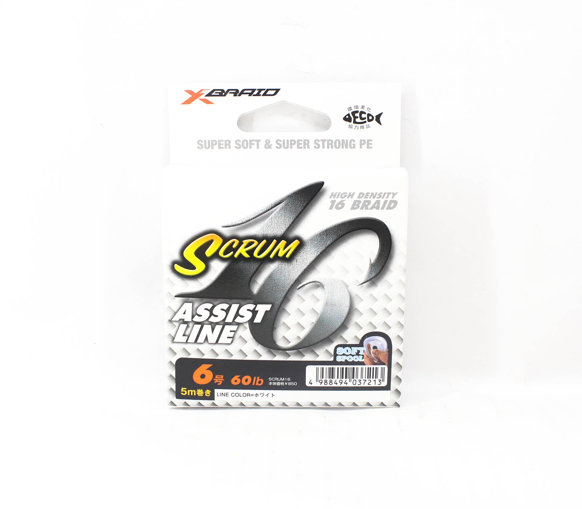 YGK Galis Scrum Assist Line 16 Braid 5m Size 6, 60lb White (7213)