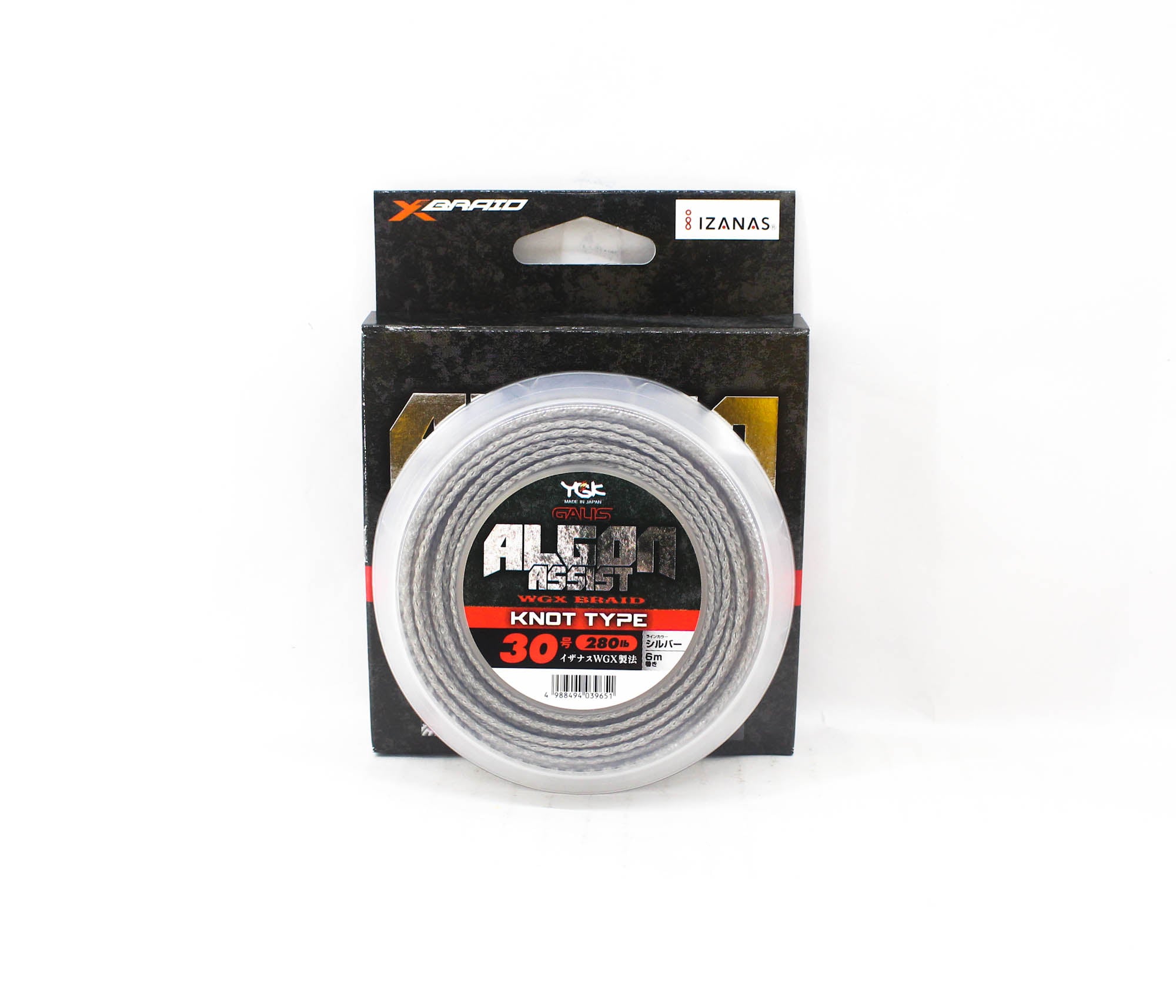 YGK Algon Assist WX Braid Knot Type 6m Size 30, 280lb Silver (9651)