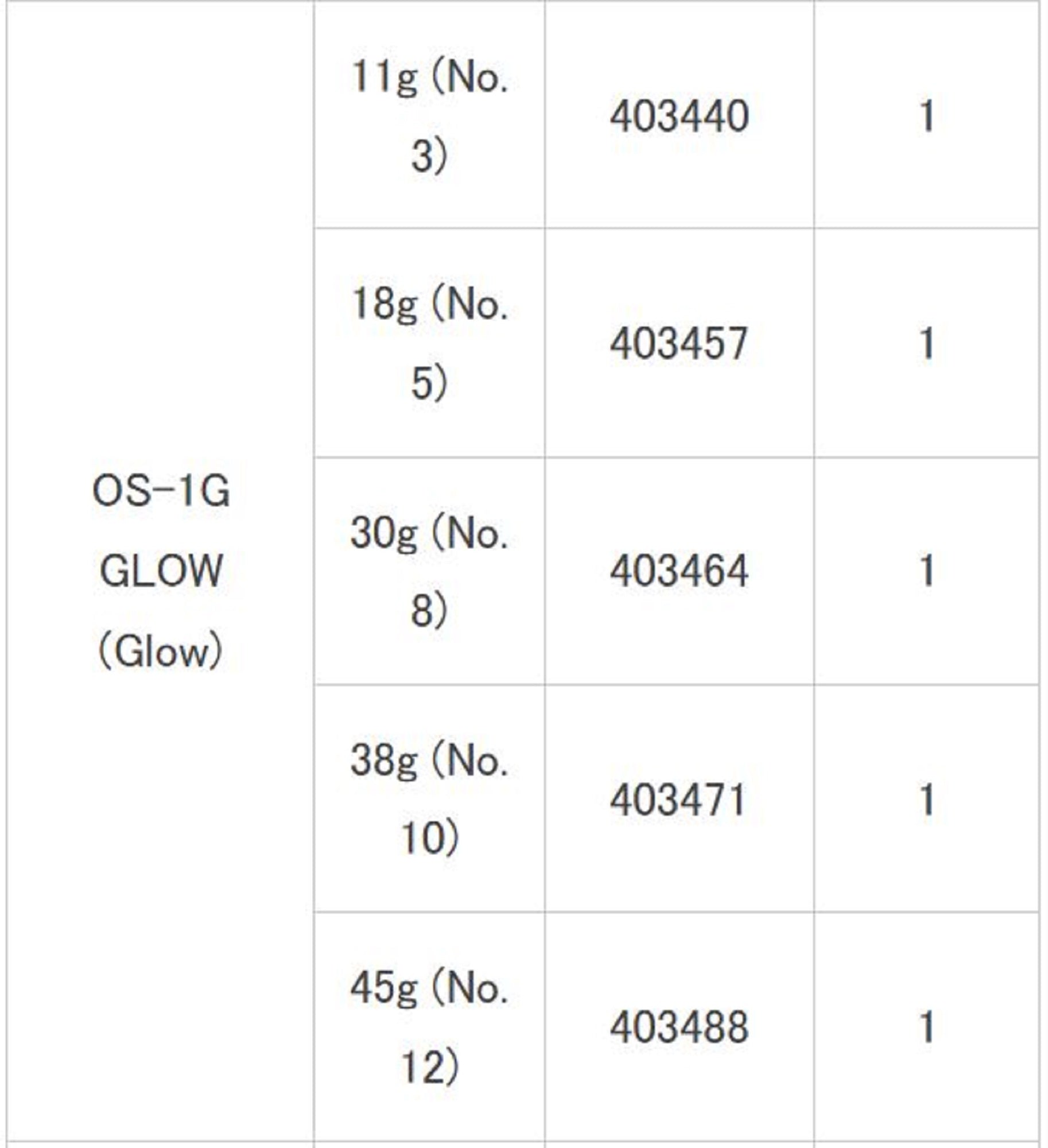 Decoy OS-1G Zero Dan Tenya Glow Size 10 38 grams (3471)