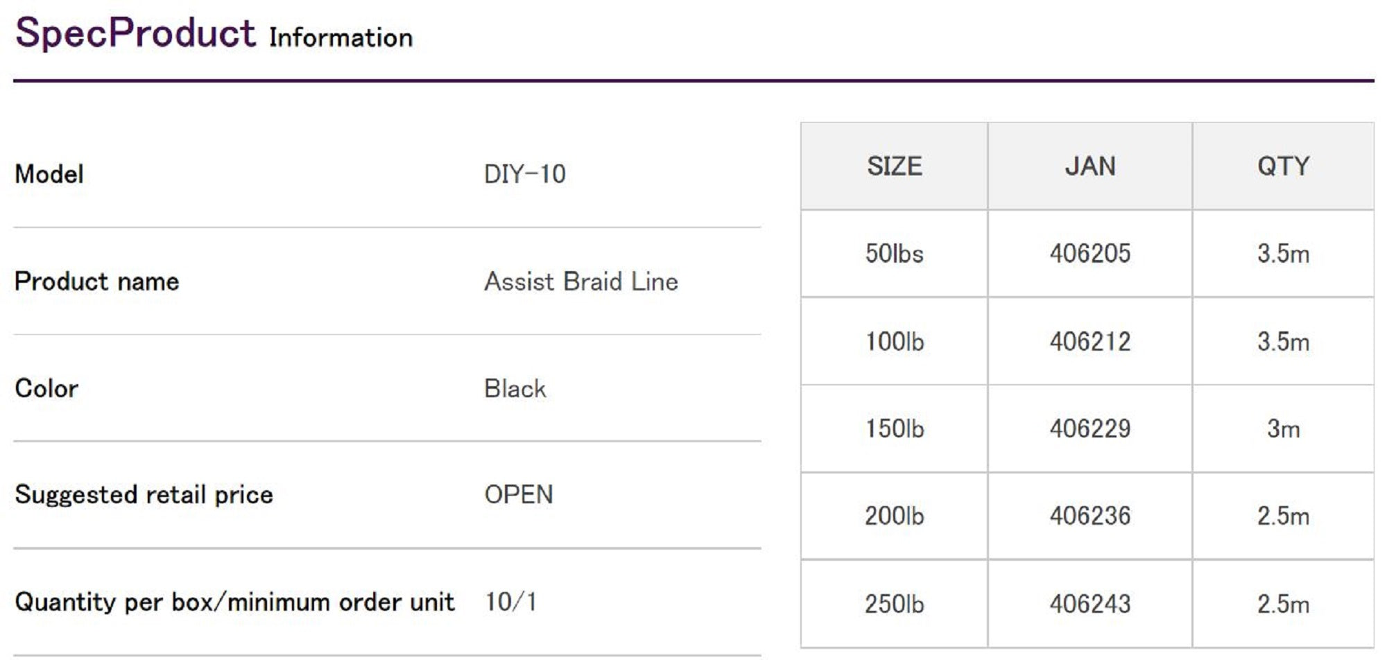 Decoy DIY-10 Assist Braid Line Size 150lb 3 meter (6229)