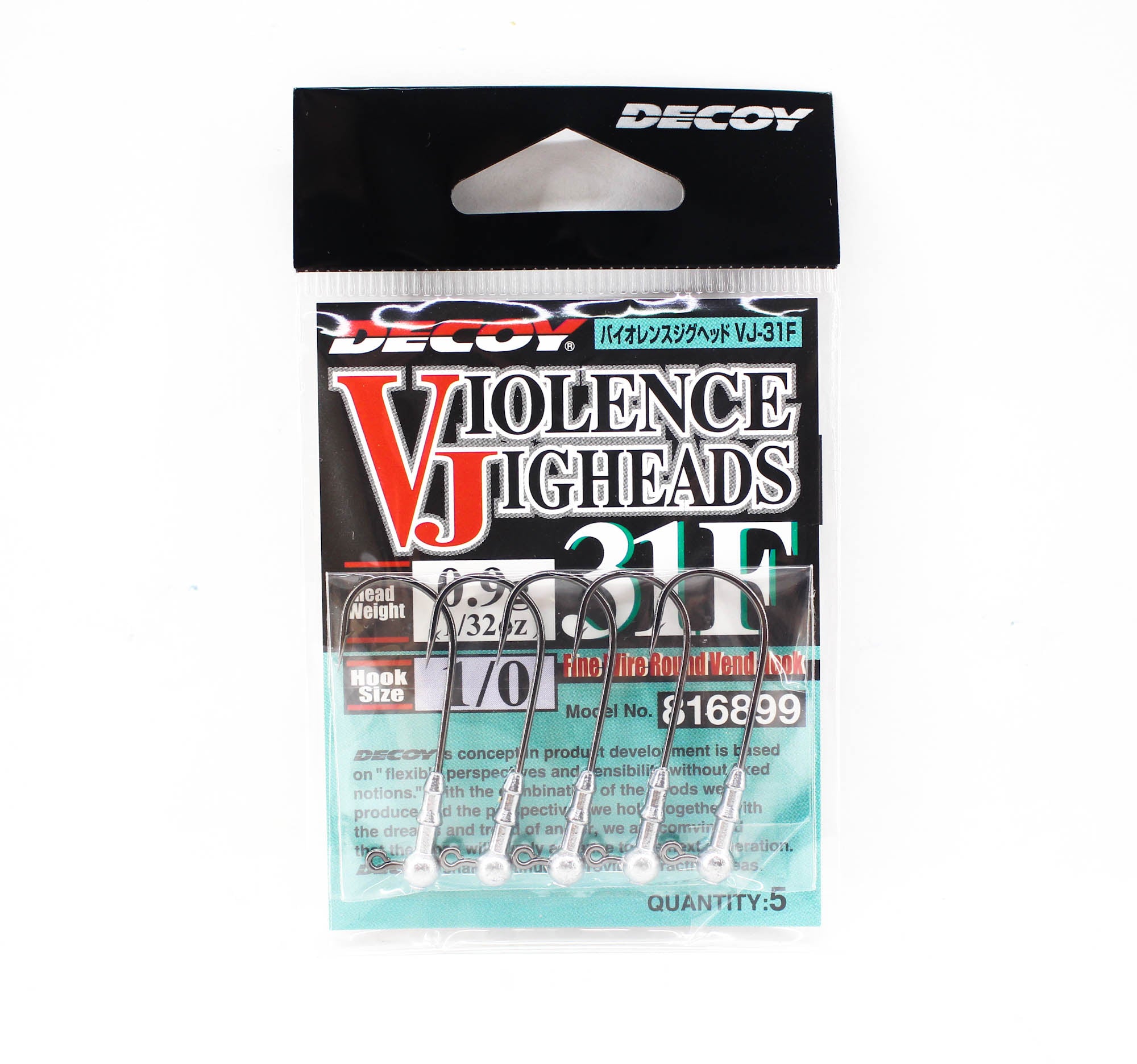 Decoy VJ-31F Jig Head Violence Ball Hook Size 1/0 , 1/32 oz (6899)