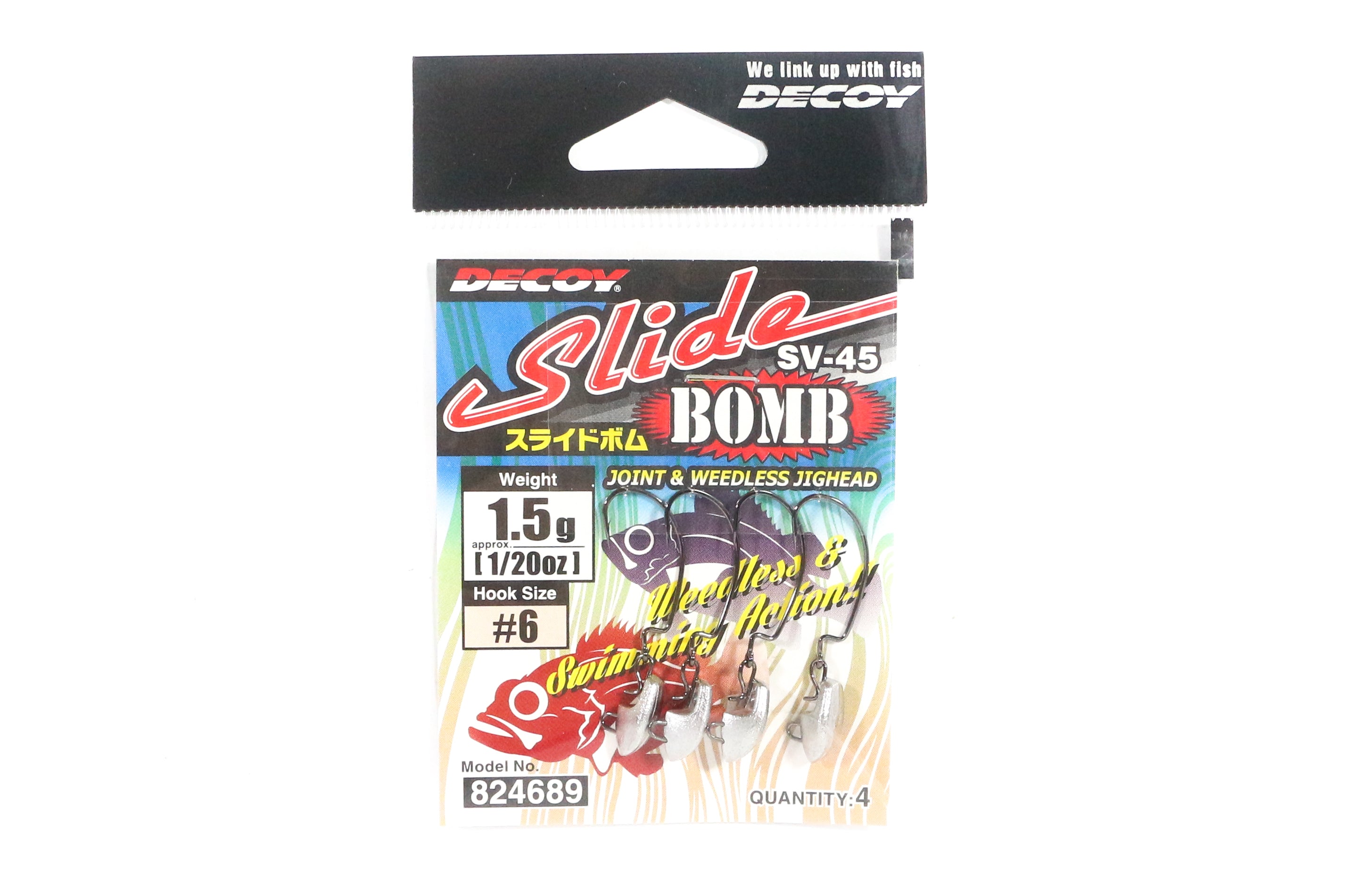 Decoy SV-45 Jig Head Slide Bomb Hook Size 6 , 1.5 grams (4689)