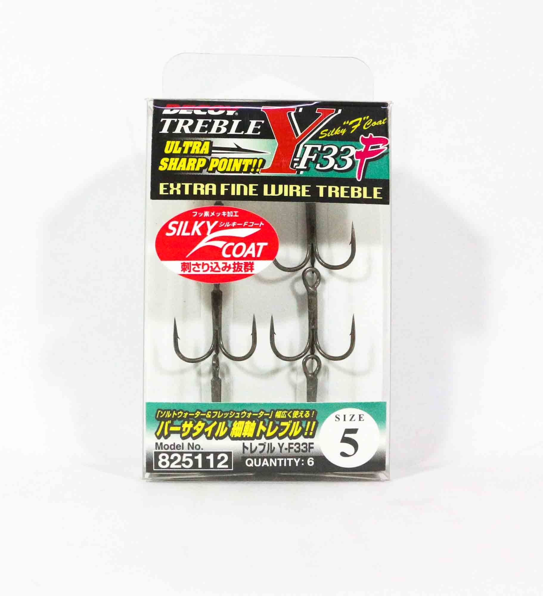 Decoy Y-F33F Treble Hook Fine Wire Treble Hooks Size 5 (5112)