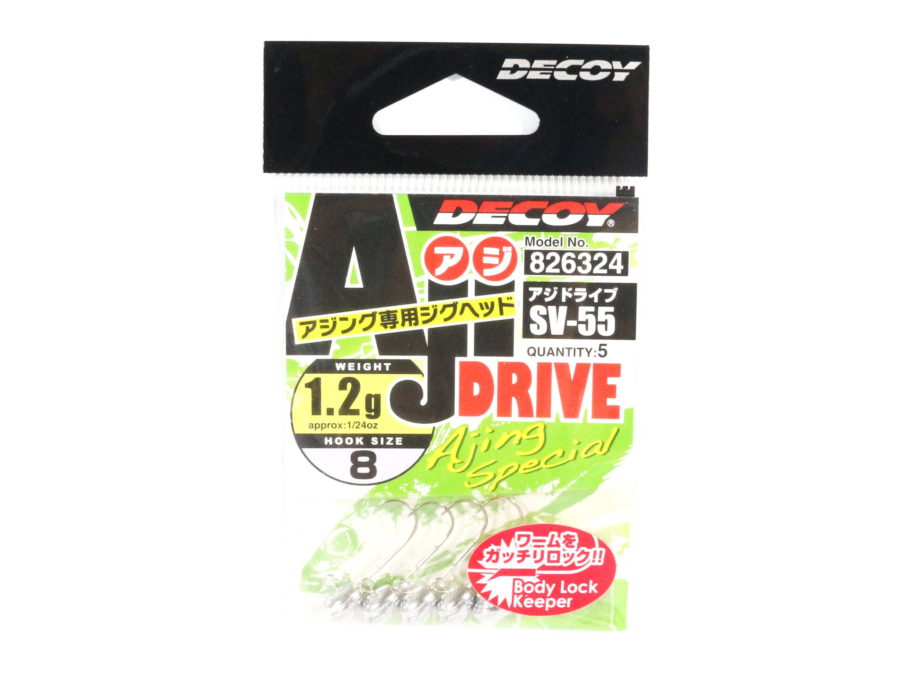 Decoy SV-55 Jig Head Aji Drive Hooks Size 8 , 1.2 grams (6324)